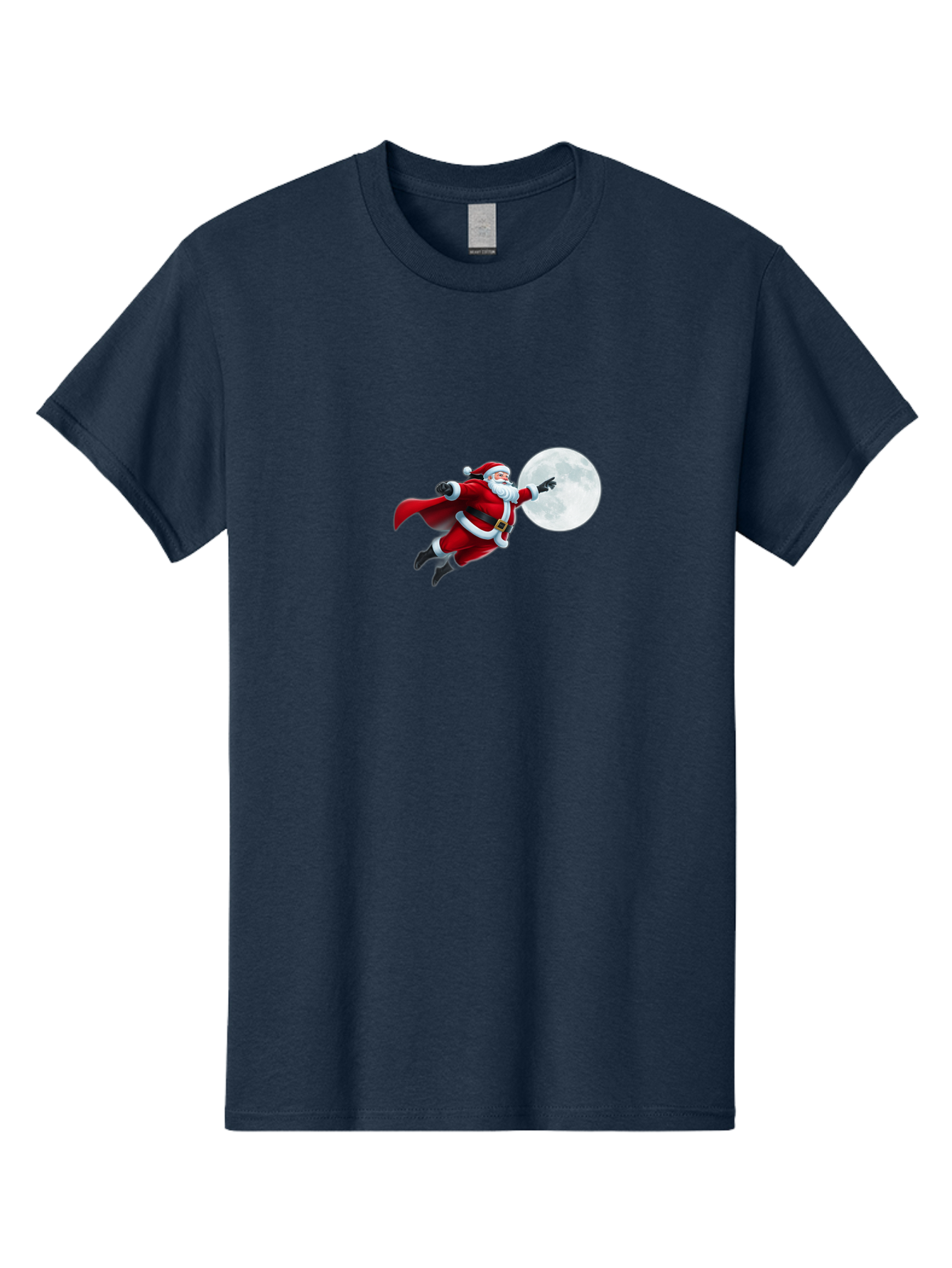 Santa-Claus-1 Men'S Graphic Tee, 100% Cotton, Comfortable Casual Summer Wear, Machine Washable, Santa Claus Flying Through Space, Holding A Gun, Full Moon, Christmas Icon, Festive Character, Holiday Cheer, Jolly Old Man, Gift Giving, Red Suit, Bac391