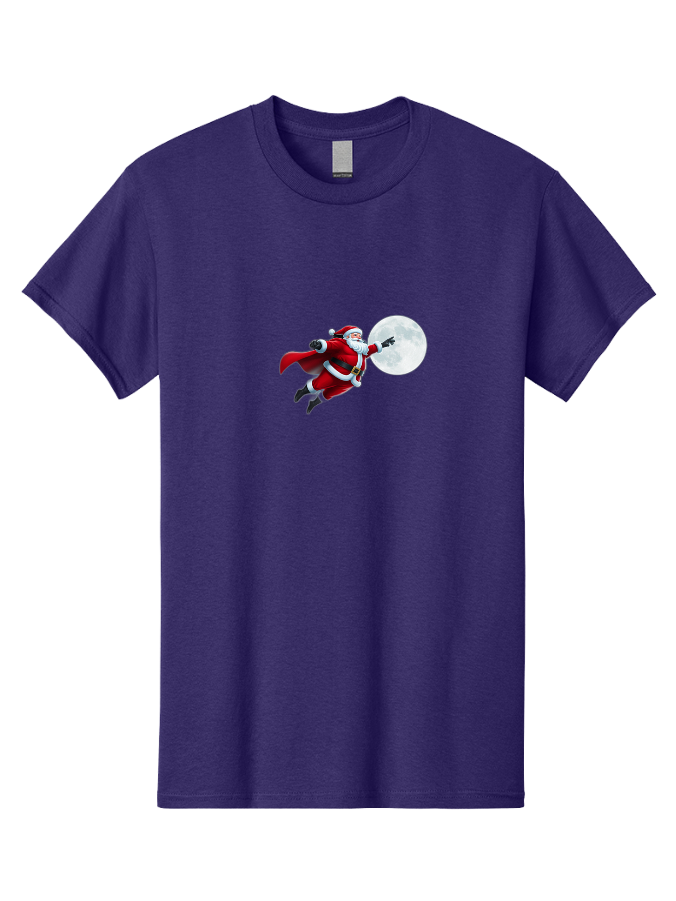 Santa-Claus-1 Men'S Graphic Tee, 100% Cotton, Comfortable Casual Summer Wear, Machine Washable, Santa Claus Flying Through Space, Holding A Gun, Full Moon, Christmas Icon, Festive Character, Holiday Cheer, Jolly Old Man, Gift Giving, Red Suit, Bac391