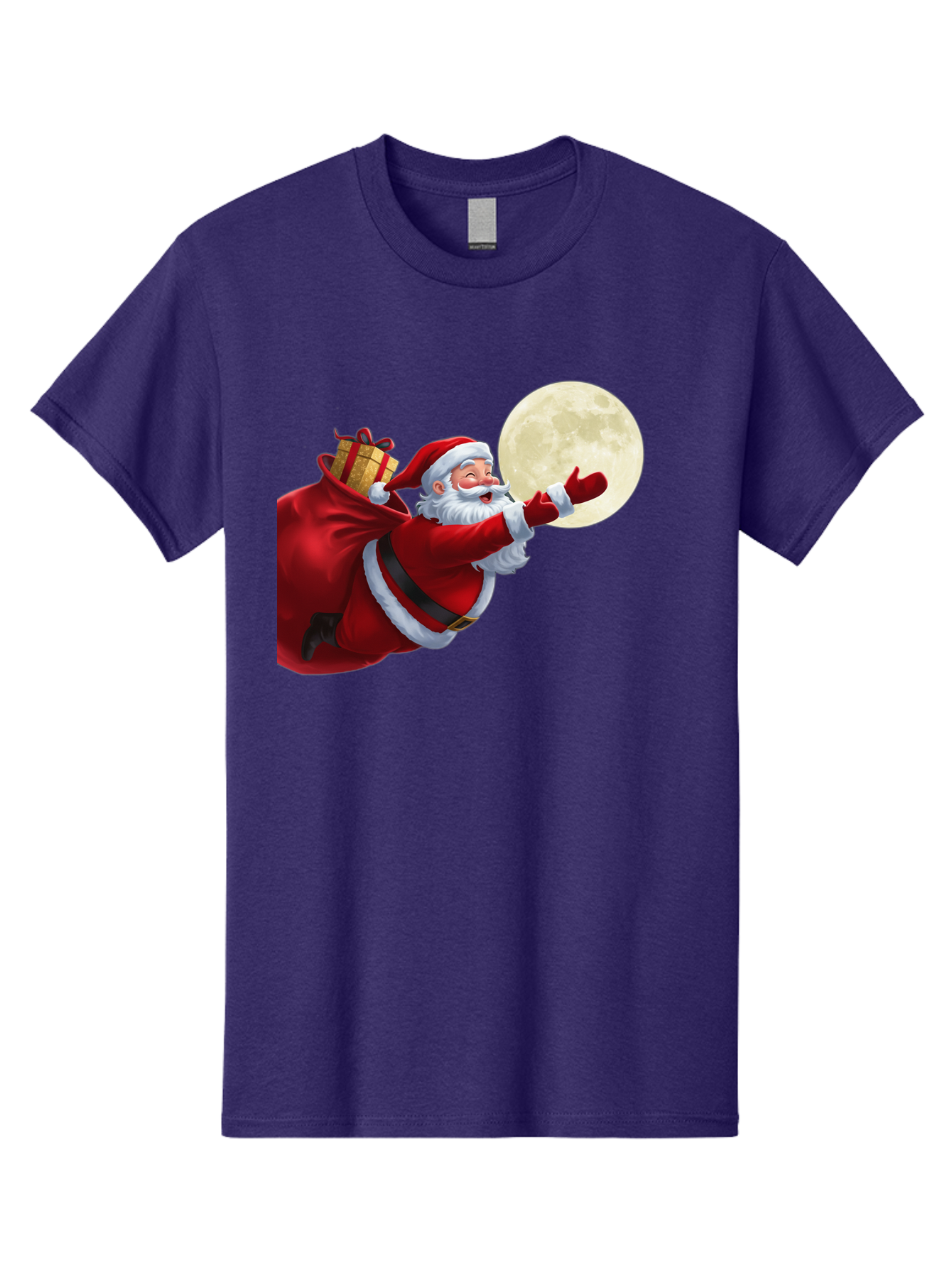 Santa-Claus-2 Men'S Graphic Tee, 100% Cotton, Comfortable Casual Summer Wear, Machine Washable, Santa Claus, Gift Bag, Full Moon, Holiday Season, Christmas Magic, Jolly Old Elf, Festive Atmosphere, Red Suit, White Beard Bac392