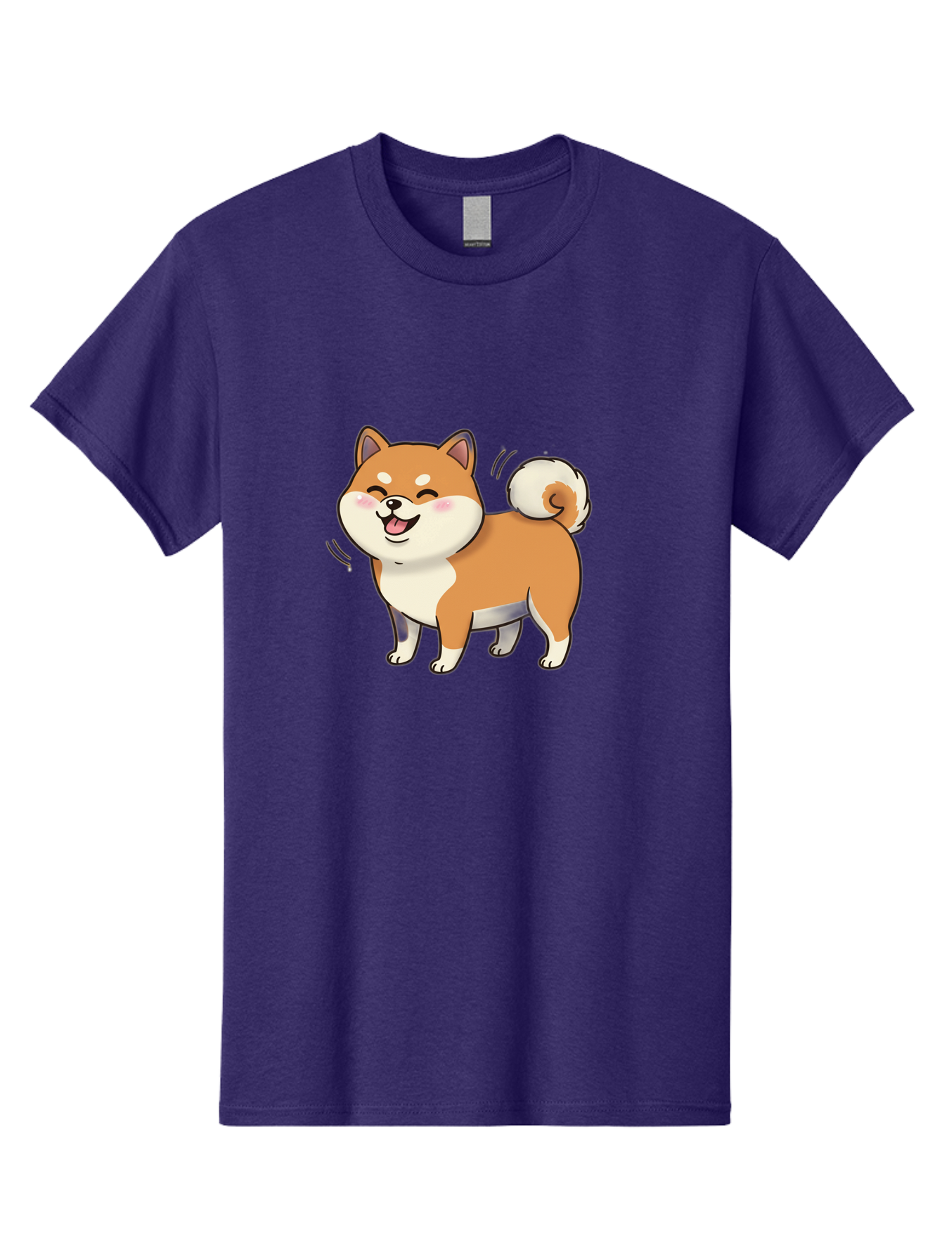 Shiba-Inu Men'S Graphic Tee, 100% Cotton, Comfortable Casual Summer Wear, Machine Washable, Shiba Inu, Cartoon Dog, Happy Dog, Playful Canine, Dog Animation, Adorable Pet, Kawaii Animal, Dog Illustration, Cute Puppy Bac402