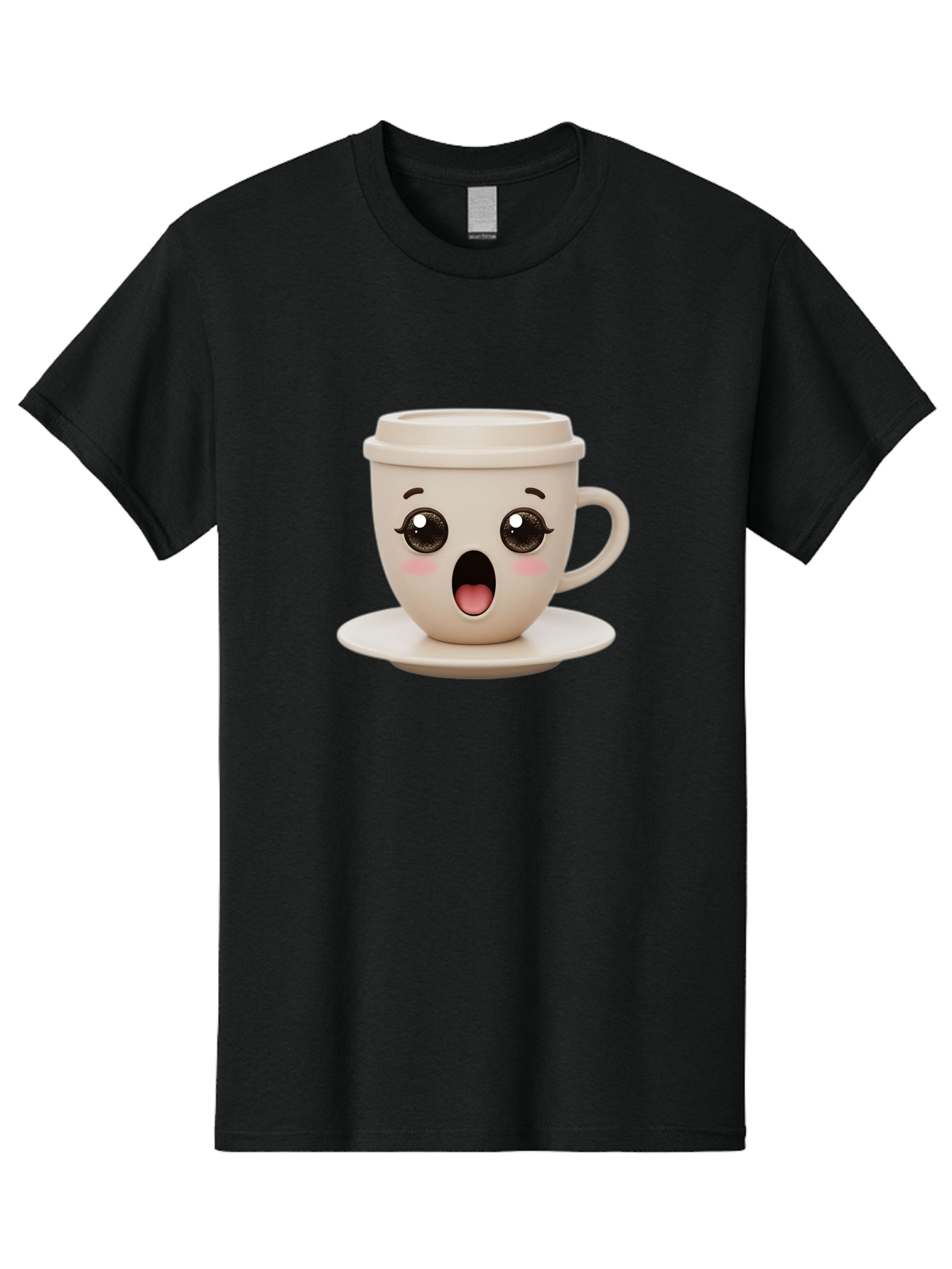 Shocked-Coffee-Cup Men'S Graphic Tee, 100% Cotton, Comfortable Casual Summer Wear, Machine Washable, Fun Coffee Cup, Surprised Expression, Coffee Break, Morning Pick-Me-Up, Kawaii Culture, Cute Face, Coffee Time, Coffee Lover Bac404