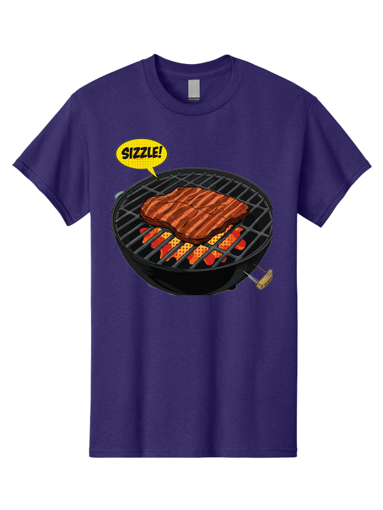 Sizzle Men'S Graphic Tee, 100% Cotton, Comfortable Casual Summer Wear, Machine Washable, Grilled Steak, Barbecue, Sizzling Meat, Grill Marks, Cooking On Grill, Bbq Flavors, Mouth-Watering Bac408