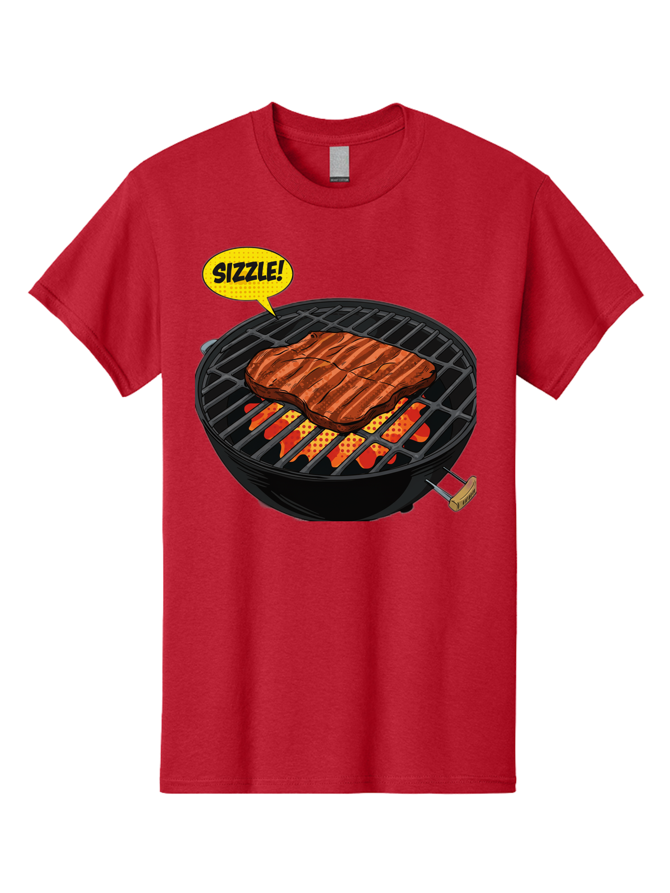 Sizzle Men'S Graphic Tee, 100% Cotton, Comfortable Casual Summer Wear, Machine Washable, Grilled Steak, Barbecue, Sizzling Meat, Grill Marks, Cooking On Grill, Bbq Flavors, Mouth-Watering Bac408