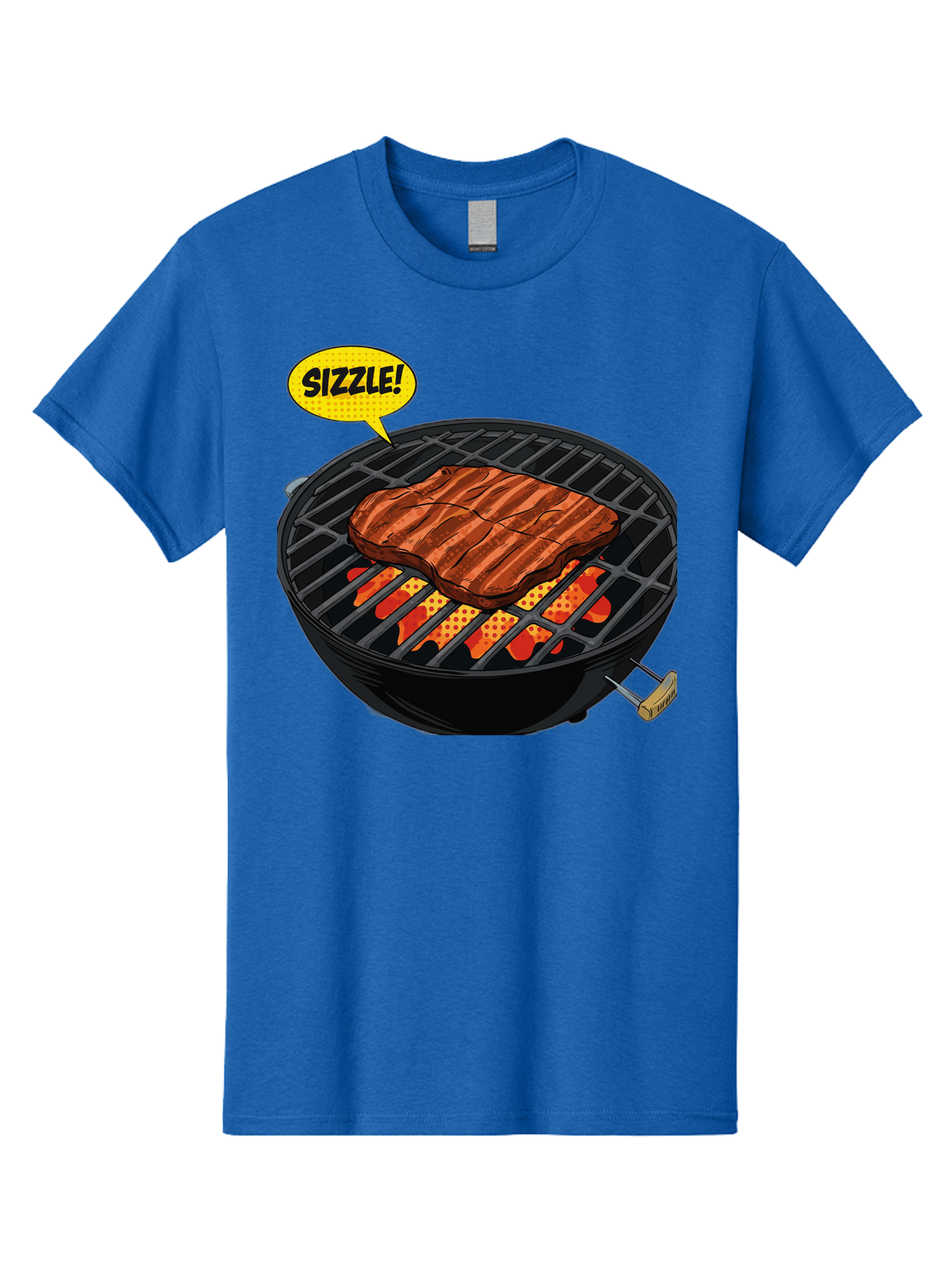 Sizzle Men'S Graphic Tee, 100% Cotton, Comfortable Casual Summer Wear, Machine Washable, Grilled Steak, Barbecue, Sizzling Meat, Grill Marks, Cooking On Grill, Bbq Flavors, Mouth-Watering Bac408