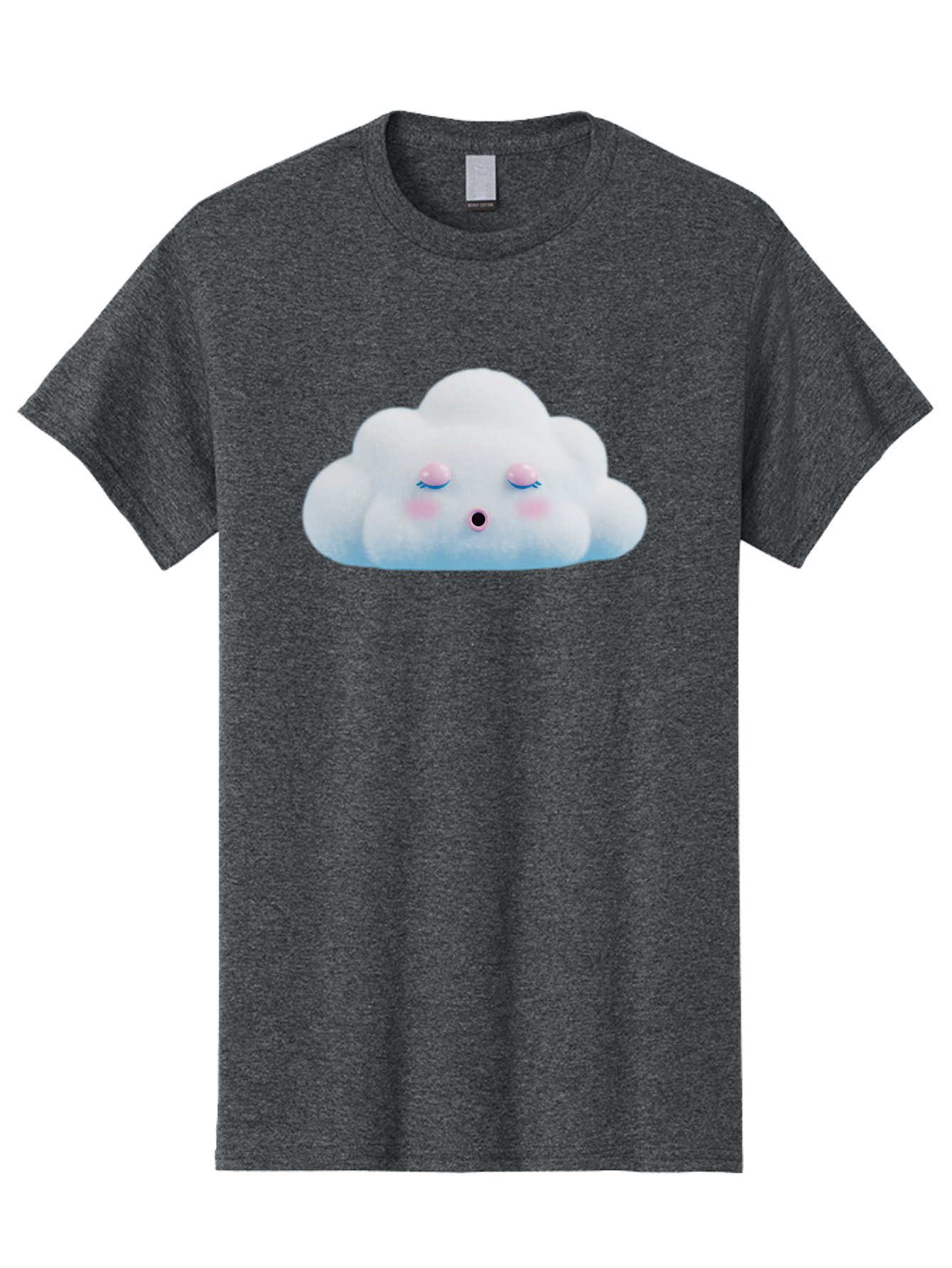 Sleeping-Cloud Men'S Graphic Tee, 100% Cotton, Comfortable Casual Summer Wear, Machine Washable, Cute Cloud, Fluffy White Cloud, Sleeping Face, Pastel Colors, Kawaii Design, Cloud Character, Soft Pink Cheeks, Closed Eyes, Serene Atmosphere, Bac410