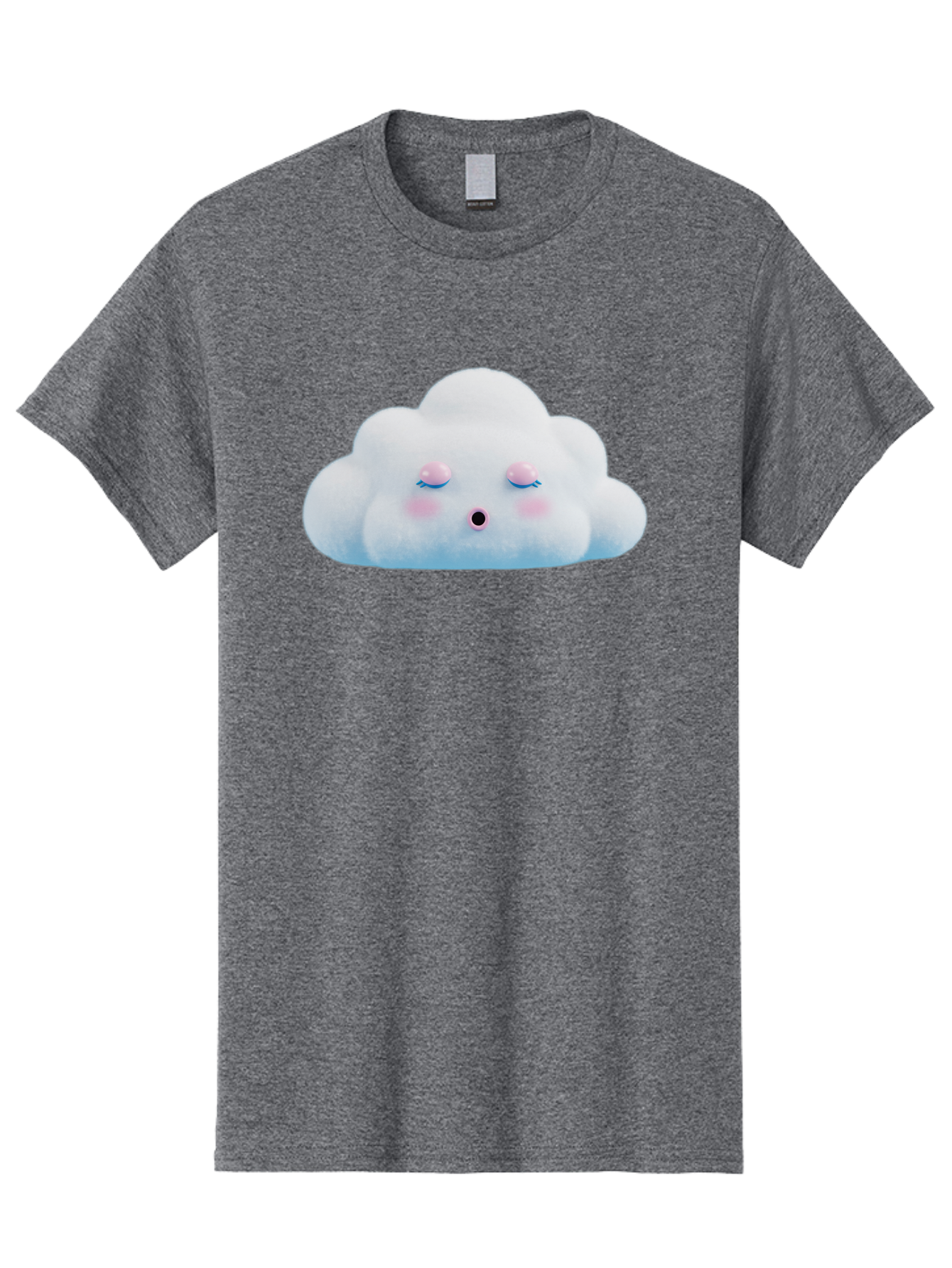 Sleeping-Cloud Men'S Graphic Tee, 100% Cotton, Comfortable Casual Summer Wear, Machine Washable, Cute Cloud, Fluffy White Cloud, Sleeping Face, Pastel Colors, Kawaii Design, Cloud Character, Soft Pink Cheeks, Closed Eyes, Serene Atmosphere, Bac410