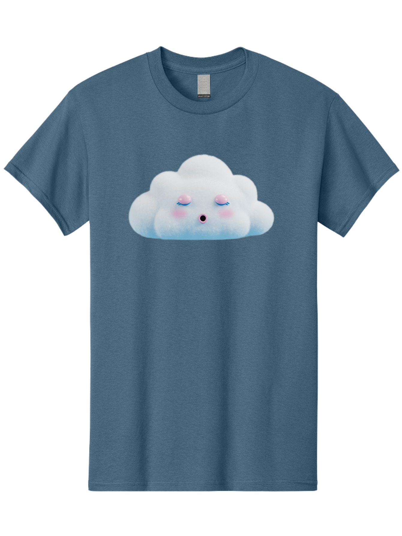 Sleeping-Cloud Men'S Graphic Tee, 100% Cotton, Comfortable Casual Summer Wear, Machine Washable, Cute Cloud, Fluffy White Cloud, Sleeping Face, Pastel Colors, Kawaii Design, Cloud Character, Soft Pink Cheeks, Closed Eyes, Serene Atmosphere, Bac410