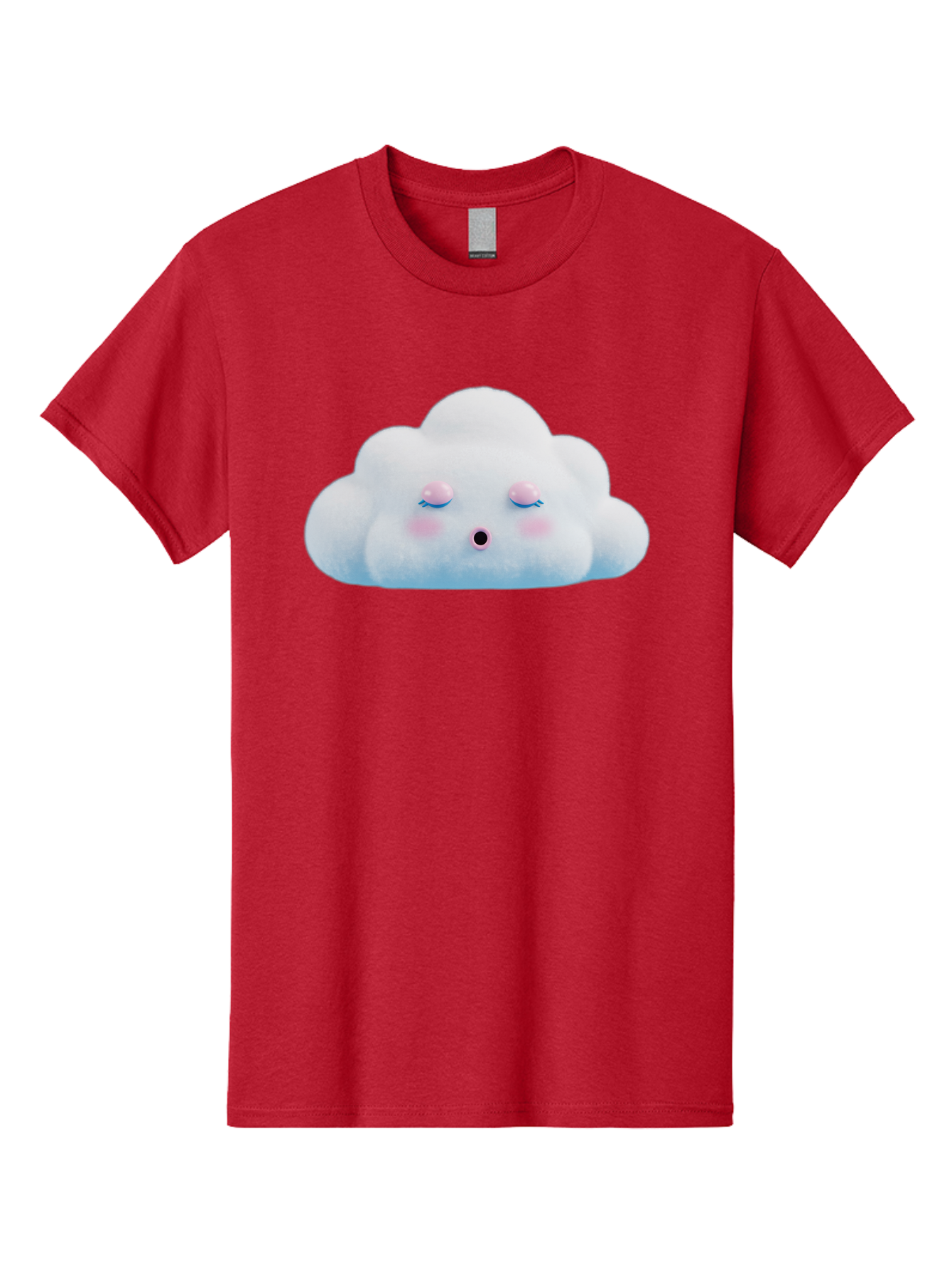 Sleeping-Cloud Men'S Graphic Tee, 100% Cotton, Comfortable Casual Summer Wear, Machine Washable, Cute Cloud, Fluffy White Cloud, Sleeping Face, Pastel Colors, Kawaii Design, Cloud Character, Soft Pink Cheeks, Closed Eyes, Serene Atmosphere, Bac410