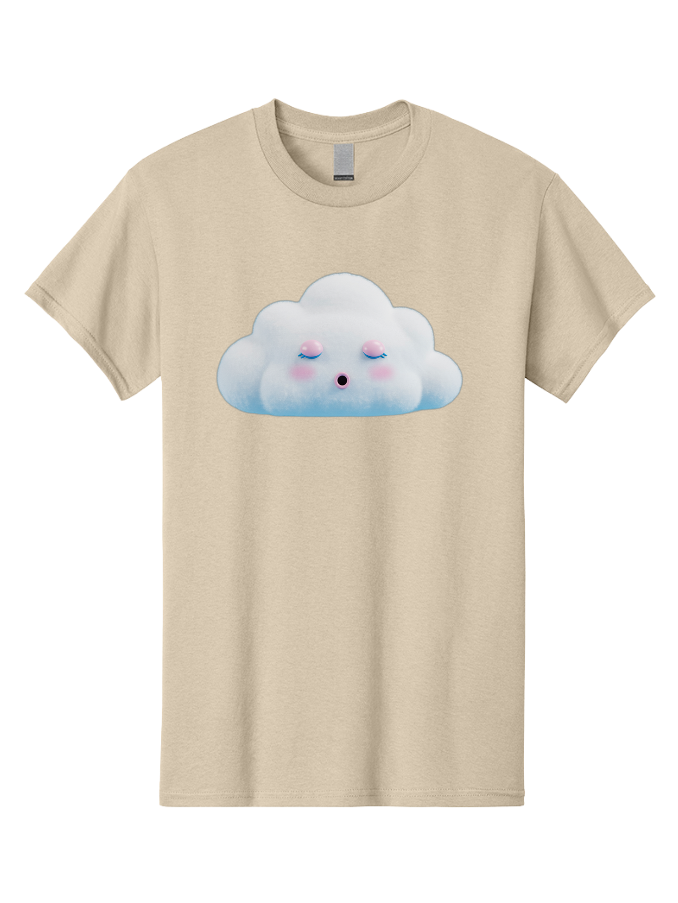 Sleeping-Cloud Men'S Graphic Tee, 100% Cotton, Comfortable Casual Summer Wear, Machine Washable, Cute Cloud, Fluffy White Cloud, Sleeping Face, Pastel Colors, Kawaii Design, Cloud Character, Soft Pink Cheeks, Closed Eyes, Serene Atmosphere, Bac410