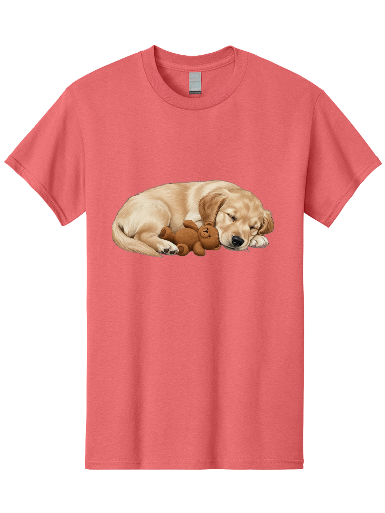 Sleeping-Golden-Retriever-1 Men'S Graphic Tee, 100% Cotton, Comfortable Casual Summer Wear, Machine Washable, Sleeping Golden Retriever, Cuddly Dog, Teddy Bear, Adorable Animal, Peaceful Slumber, Cute Companions, Loving Friendship, Bac412