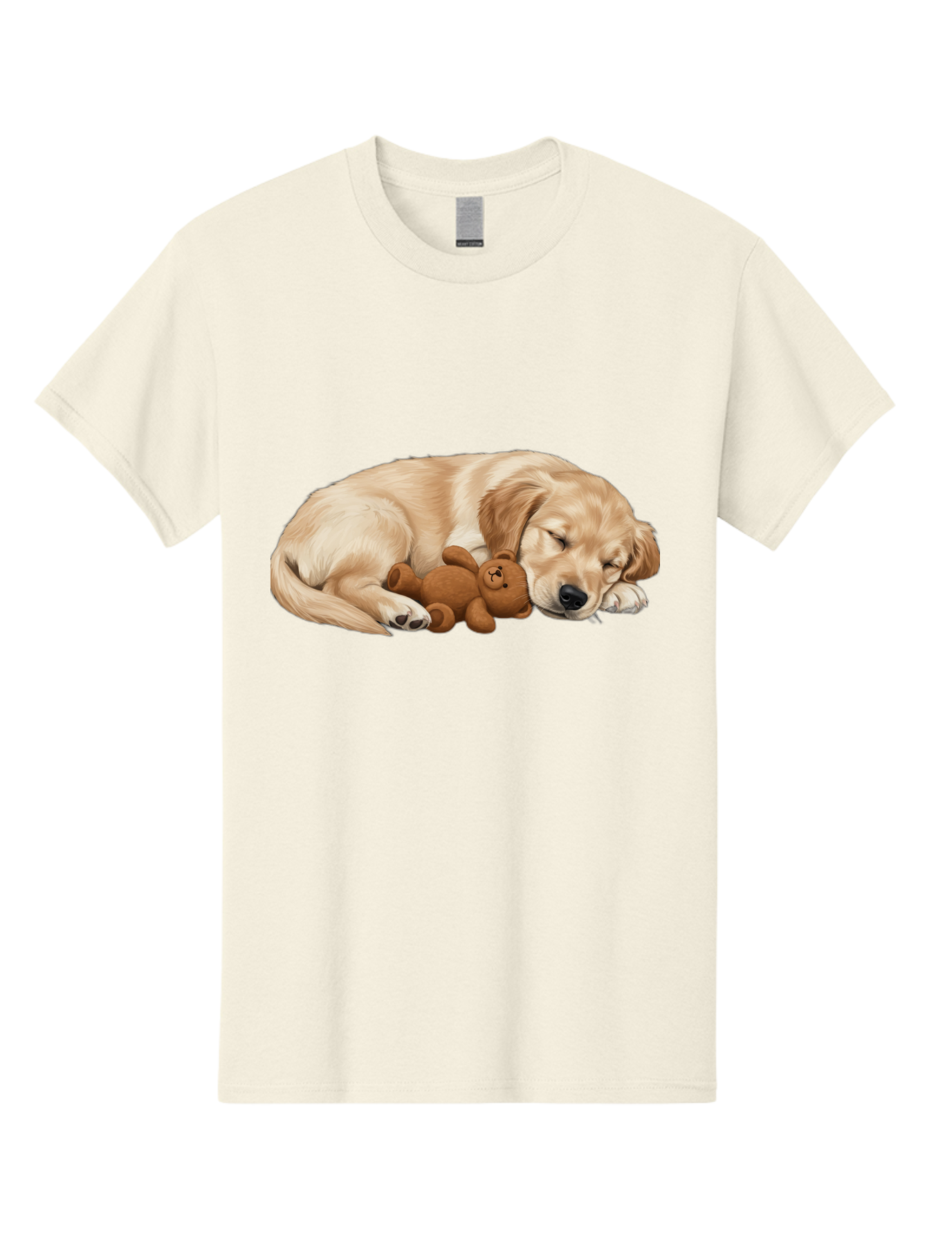 Sleeping-Golden-Retriever-1 Men'S Graphic Tee, 100% Cotton, Comfortable Casual Summer Wear, Machine Washable, Sleeping Golden Retriever, Cuddly Dog, Teddy Bear, Adorable Animal, Peaceful Slumber, Cute Companions, Loving Friendship, Bac412