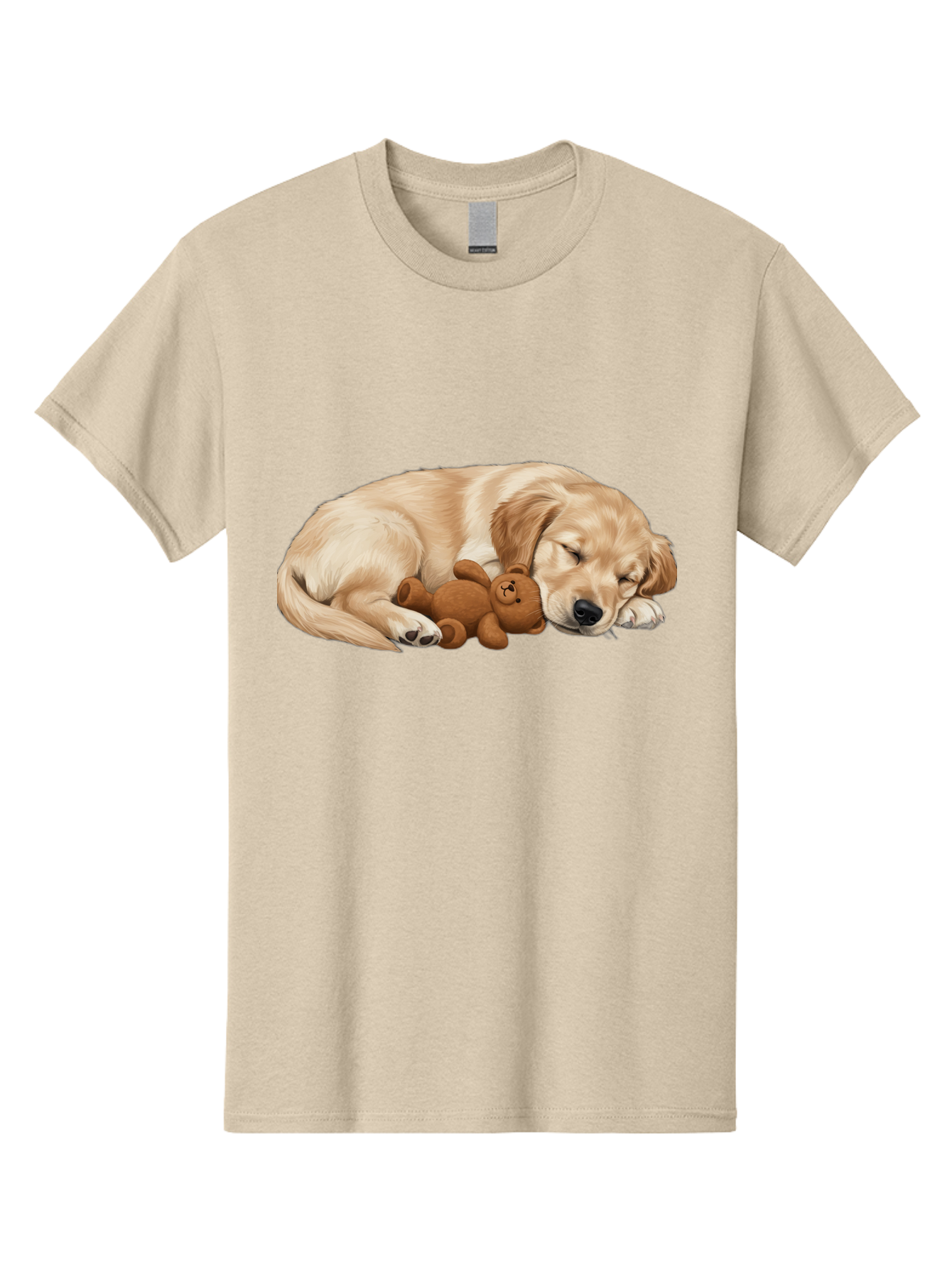 Sleeping-Golden-Retriever-1 Men'S Graphic Tee, 100% Cotton, Comfortable Casual Summer Wear, Machine Washable, Sleeping Golden Retriever, Cuddly Dog, Teddy Bear, Adorable Animal, Peaceful Slumber, Cute Companions, Loving Friendship, Bac412