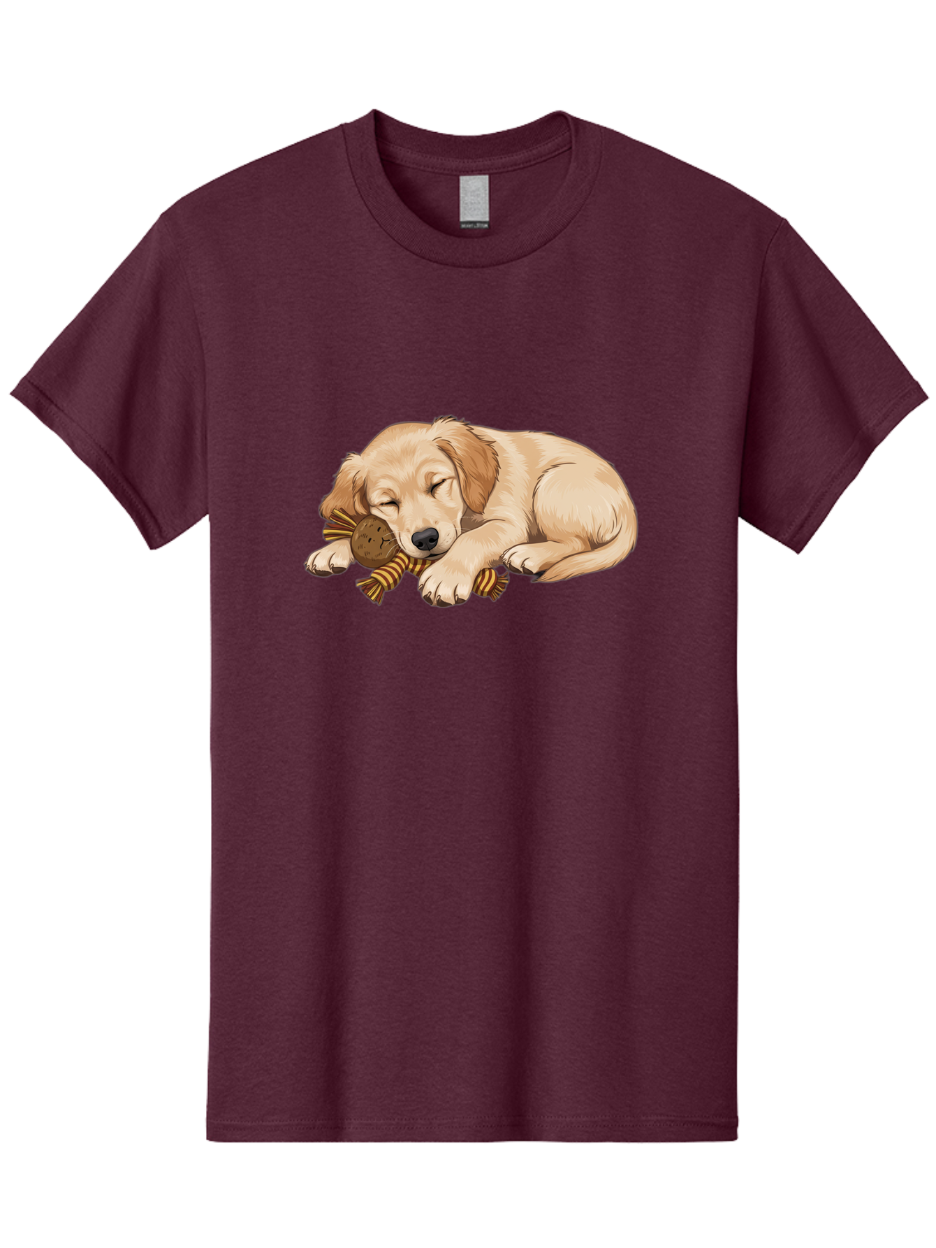 Sleeping-Golden-Retriever-Puppy Men'S Graphic Tee, 100% Cotton, Comfortable Casual Summer Wear, Machine Washable, Puppy Sleeping, Cute Dog, Adorable Puppy, Sleeping Dog, Dog Toy, Favorite Toy, Cartoon Dog, Golden Retriever Puppy, Furry Friend, Bac415