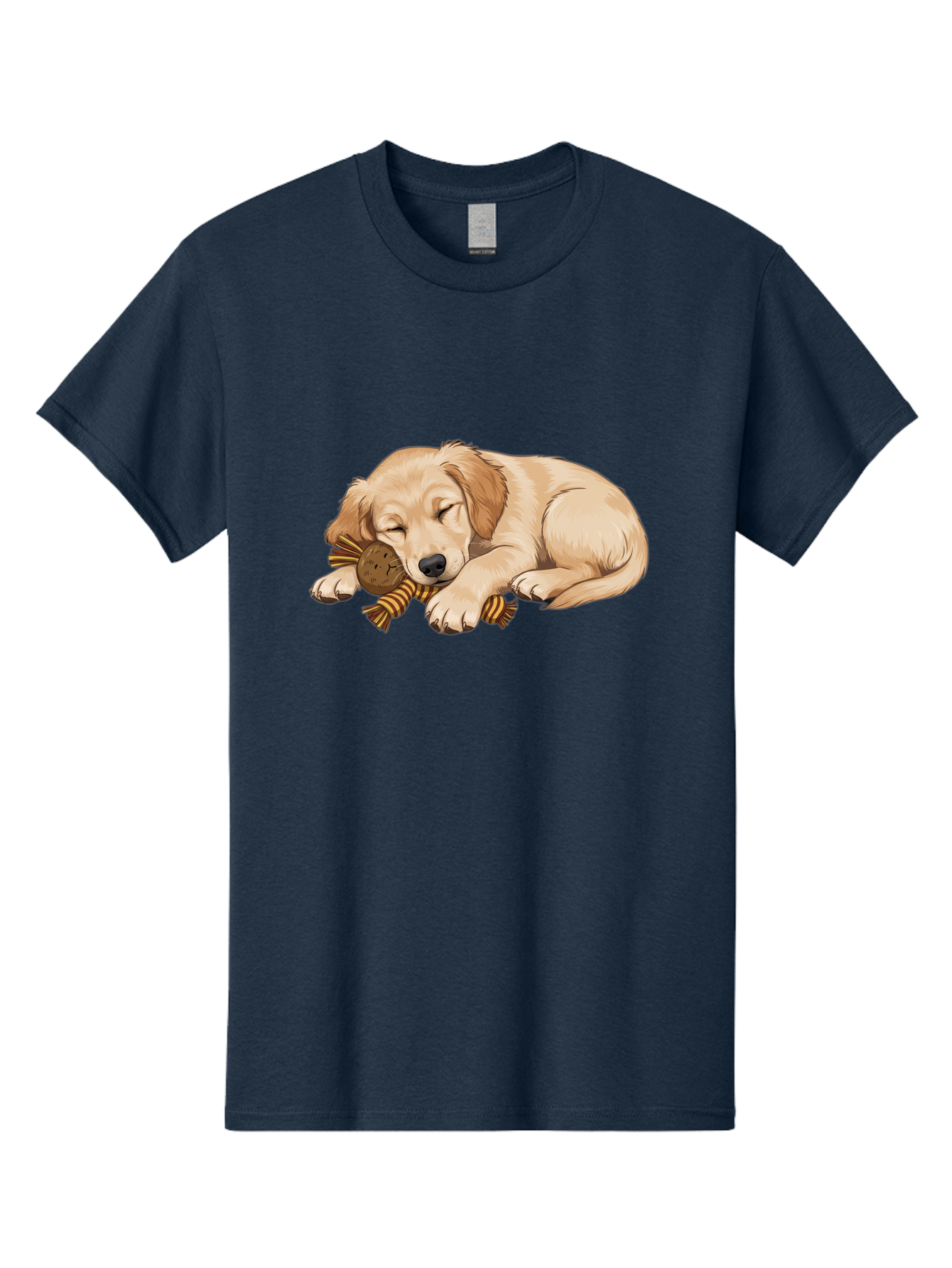 Sleeping-Golden-Retriever-Puppy Men'S Graphic Tee, 100% Cotton, Comfortable Casual Summer Wear, Machine Washable, Puppy Sleeping, Cute Dog, Adorable Puppy, Sleeping Dog, Dog Toy, Favorite Toy, Cartoon Dog, Golden Retriever Puppy, Furry Friend, Bac415