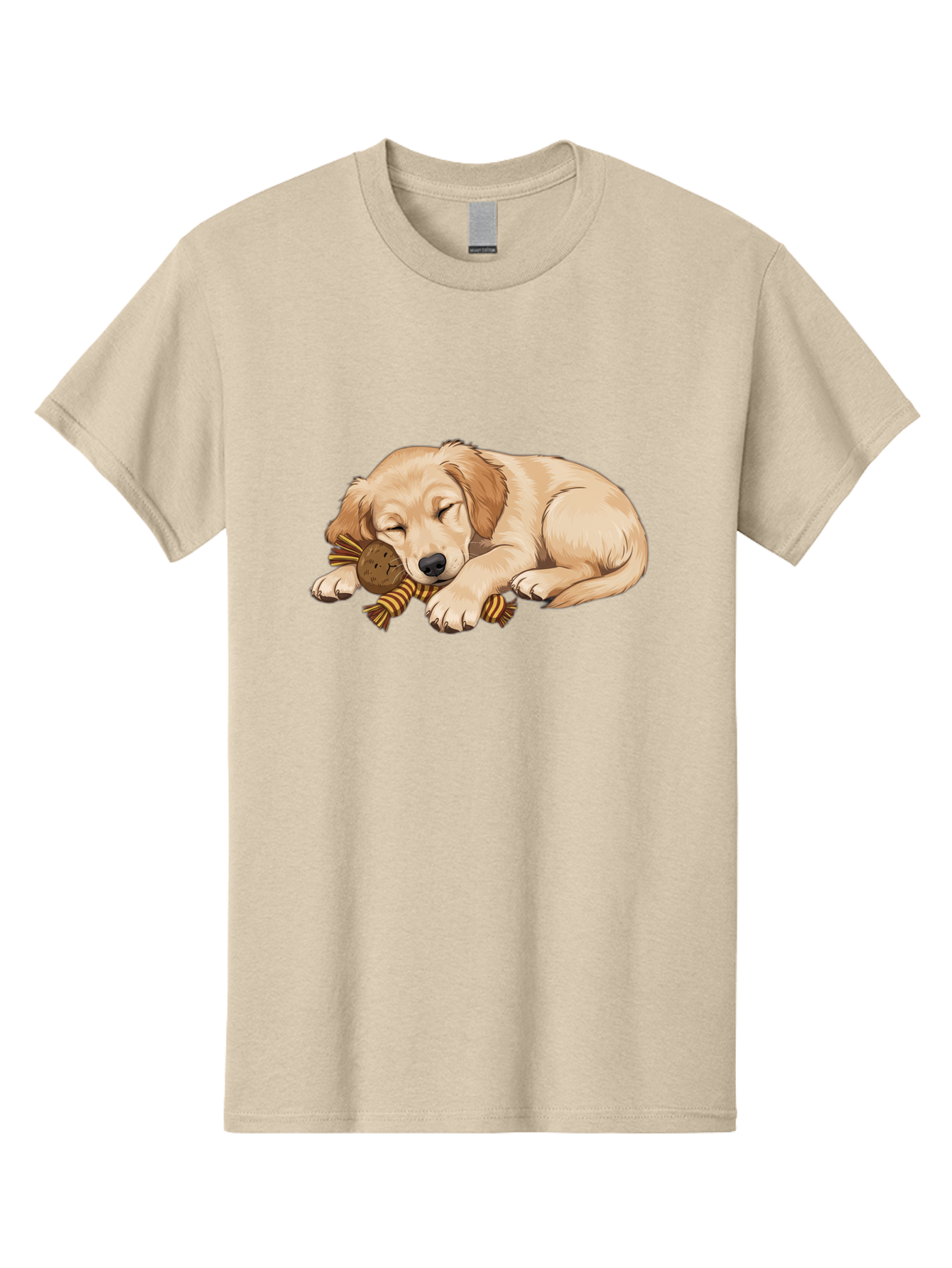 Sleeping-Golden-Retriever-Puppy Men'S Graphic Tee, 100% Cotton, Comfortable Casual Summer Wear, Machine Washable, Puppy Sleeping, Cute Dog, Adorable Puppy, Sleeping Dog, Dog Toy, Favorite Toy, Cartoon Dog, Golden Retriever Puppy, Furry Friend, Bac415