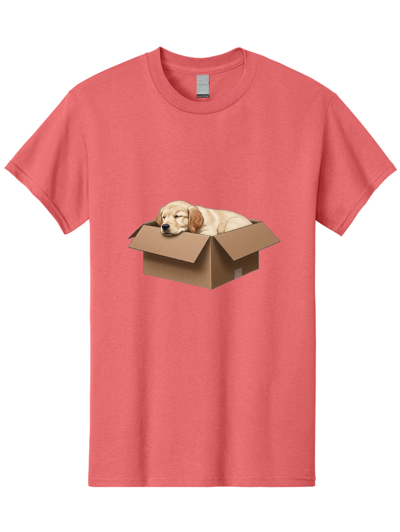 Sleeping-Puppy-1 Men'S Graphic Tee, 100% Cotton, Comfortable Casual Summer Wear, Machine Washable, Sleeping Puppy, Cardboard Box, Adorable Dog, Cute Animal, Resting Pet, Dog In Box, Peaceful Scene, Puppy Love, Cozy Atmosphere, Sweet Dreams Bac417