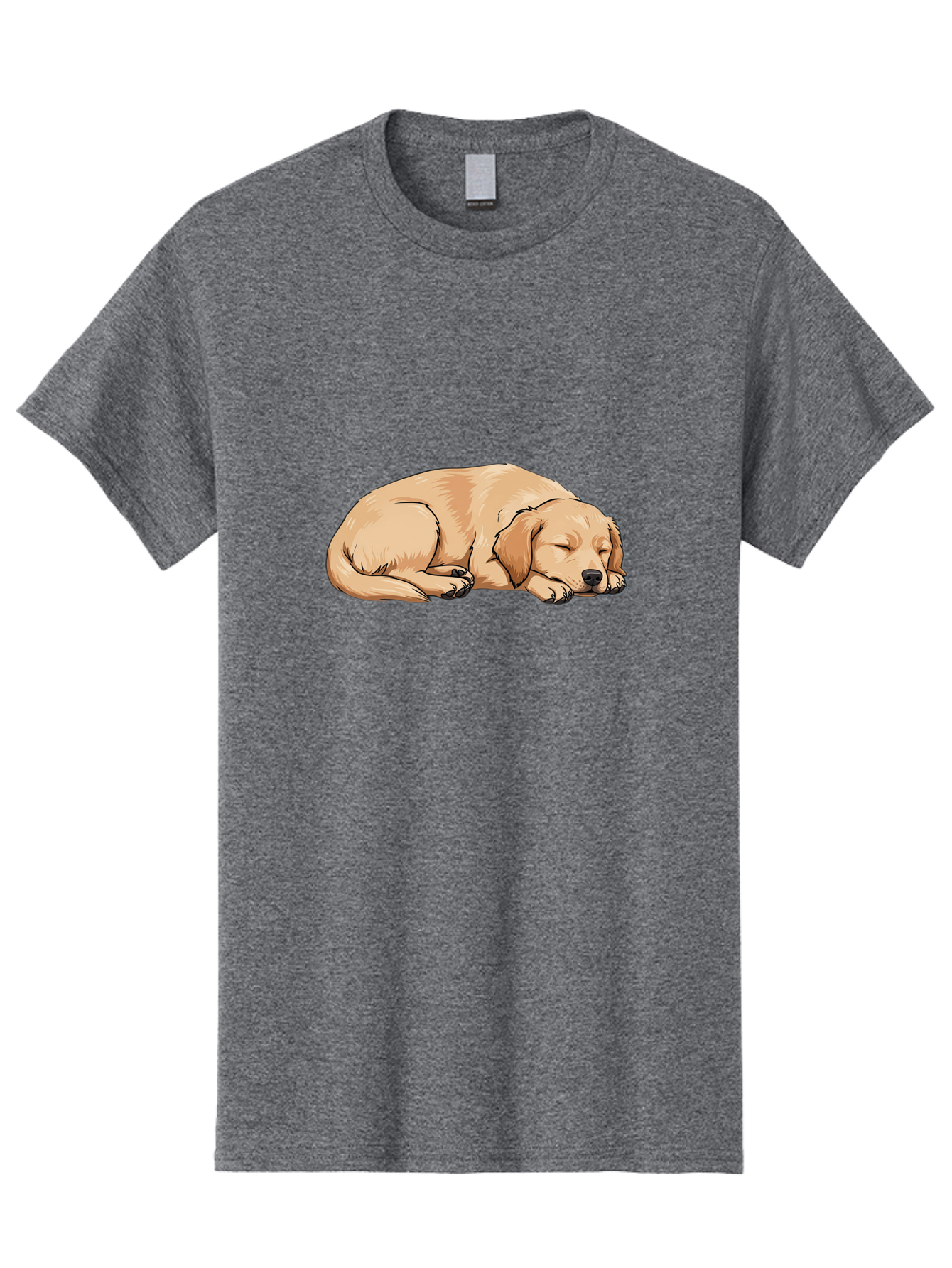 Sleeping-Puppy Men'S Graphic Tee, 100% Cotton, Comfortable Casual Summer Wear, Machine Washable, Adorable Puppy, Sleeping Dog, Golden Retriever, Cartoon Illustration, Peaceful Slumber, Cute Dog, Relaxed Puppy, Serene Atmosphere, Bac419