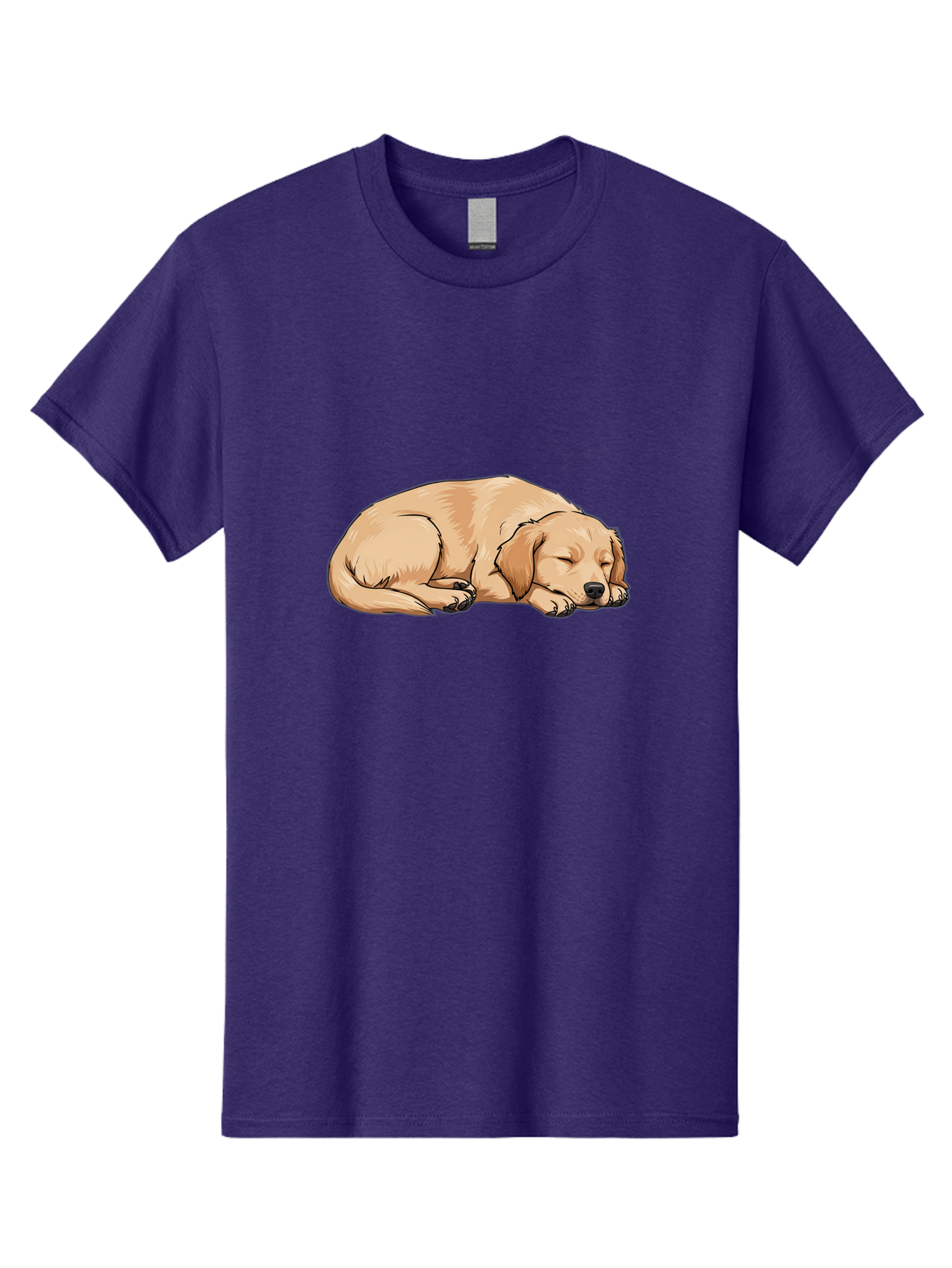 Sleeping-Puppy Men'S Graphic Tee, 100% Cotton, Comfortable Casual Summer Wear, Machine Washable, Adorable Puppy, Sleeping Dog, Golden Retriever, Cartoon Illustration, Peaceful Slumber, Cute Dog, Relaxed Puppy, Serene Atmosphere, Bac419