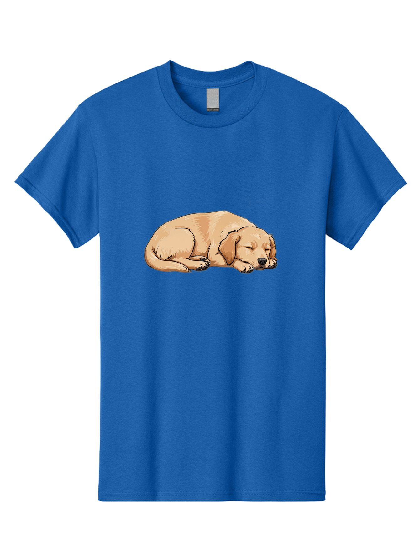 Sleeping-Puppy Men'S Graphic Tee, 100% Cotton, Comfortable Casual Summer Wear, Machine Washable, Adorable Puppy, Sleeping Dog, Golden Retriever, Cartoon Illustration, Peaceful Slumber, Cute Dog, Relaxed Puppy, Serene Atmosphere, Bac419