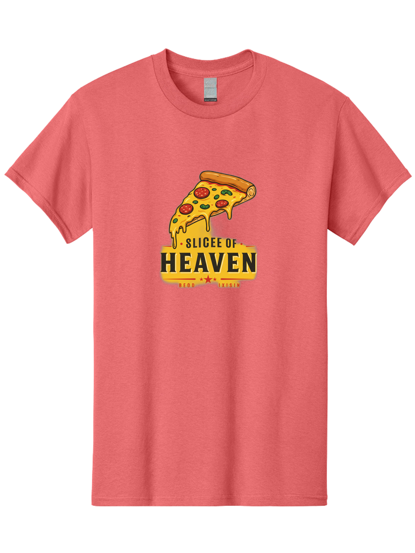 Slicee-Of-Heaven Men'S Graphic Tee, 100% Cotton, Comfortable Casual Summer Wear, Machine Washable, Cheesy Pizza Slice, Pepperoni Pizza, Melted Cheese, Food Logo, Pizza Branding, Heavenly Pizza, Foodie Graphics, Pizza Love, Culinary Art, Bac423