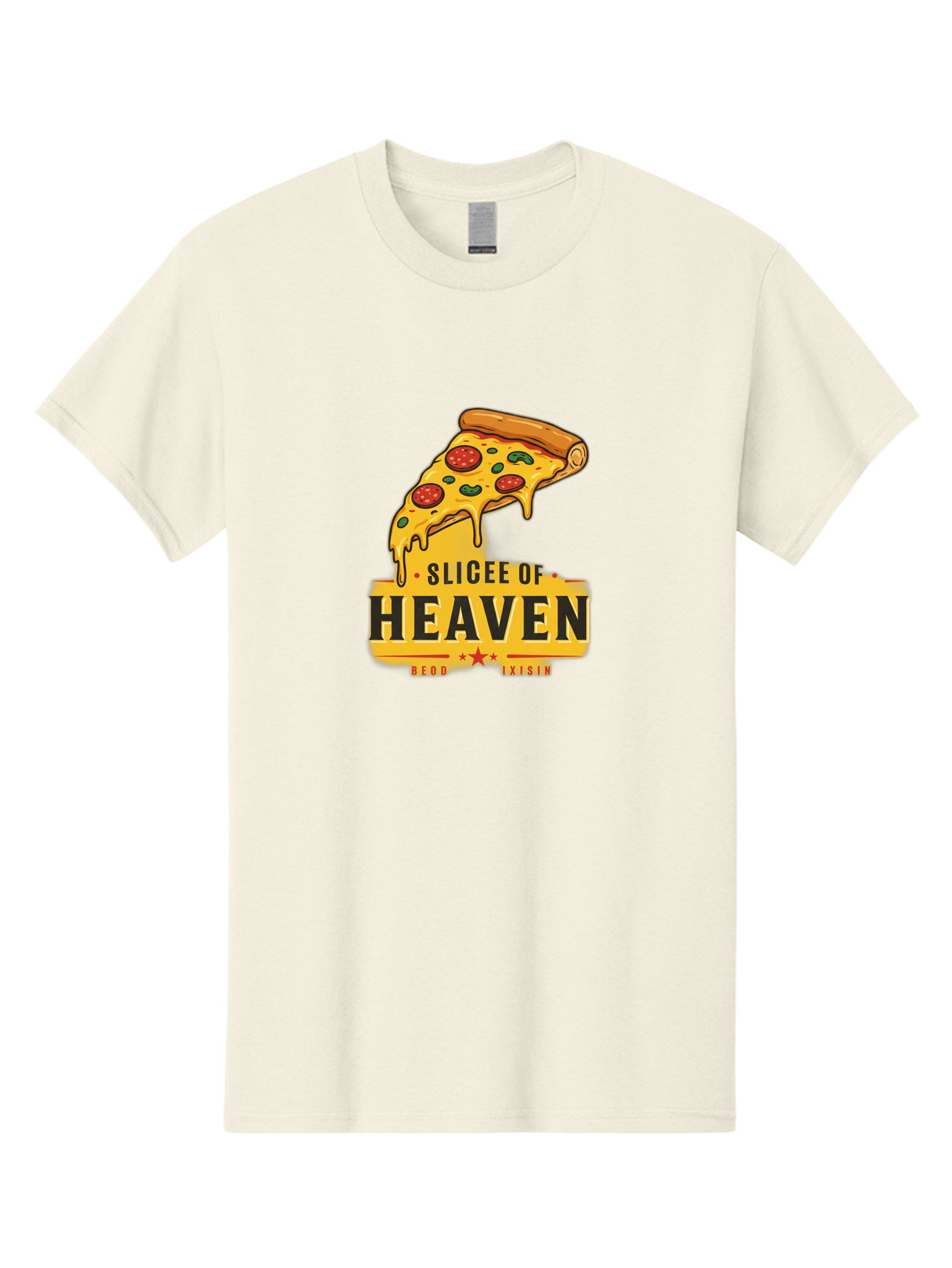 Slicee-Of-Heaven Men'S Graphic Tee, 100% Cotton, Comfortable Casual Summer Wear, Machine Washable, Cheesy Pizza Slice, Pepperoni Pizza, Melted Cheese, Food Logo, Pizza Branding, Heavenly Pizza, Foodie Graphics, Pizza Love, Culinary Art, Bac423