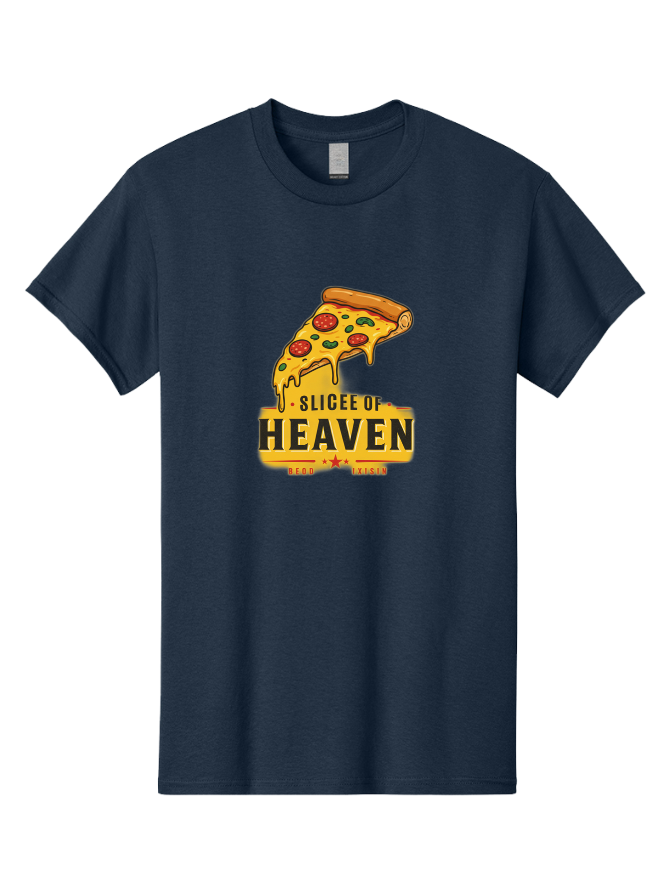 Slicee-Of-Heaven Men'S Graphic Tee, 100% Cotton, Comfortable Casual Summer Wear, Machine Washable, Cheesy Pizza Slice, Pepperoni Pizza, Melted Cheese, Food Logo, Pizza Branding, Heavenly Pizza, Foodie Graphics, Pizza Love, Culinary Art, Bac423