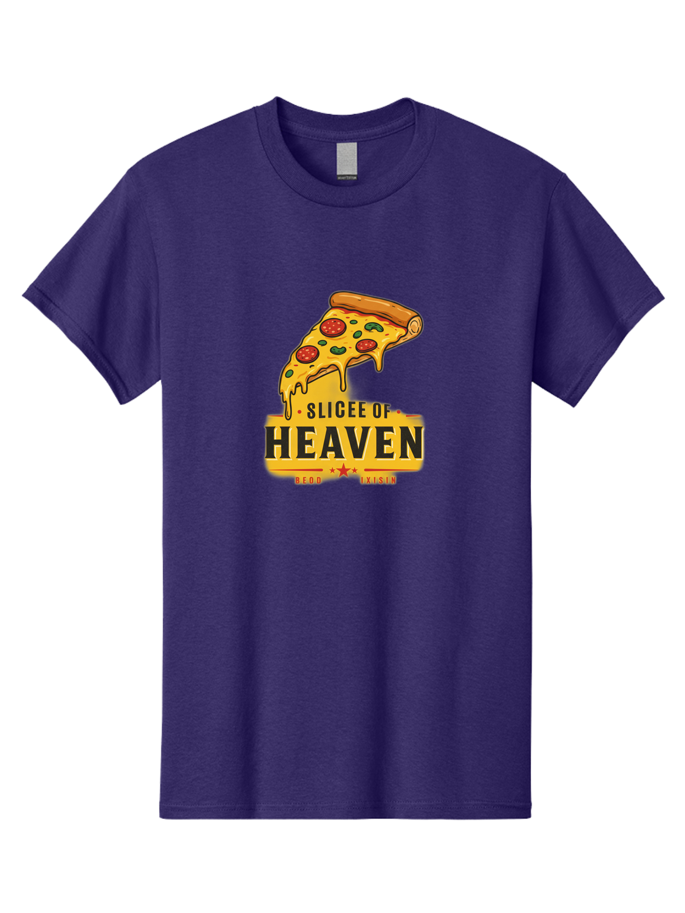 Slicee-Of-Heaven Men'S Graphic Tee, 100% Cotton, Comfortable Casual Summer Wear, Machine Washable, Cheesy Pizza Slice, Pepperoni Pizza, Melted Cheese, Food Logo, Pizza Branding, Heavenly Pizza, Foodie Graphics, Pizza Love, Culinary Art, Bac423