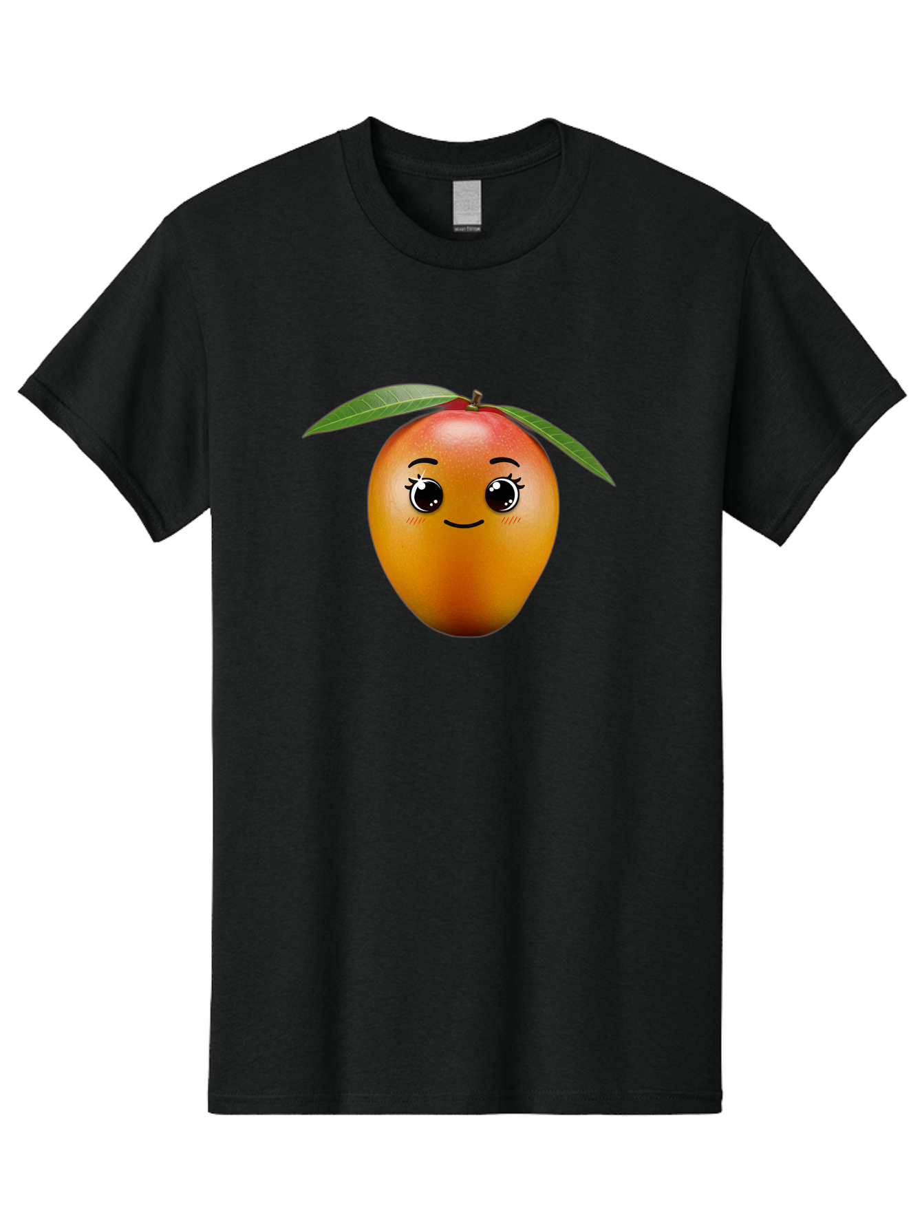 Smiling-Mango Men'S Graphic Tee, 100% Cotton, Comfortable Casual Summer Wear, Machine Washable, Cartoon Mango, Mangoes, Cheerful Fruit, Adorable Character, Smiling Face, Cute Eyes, Vibrant Orange, Whimsical Design, Fun Illustration, Bac429