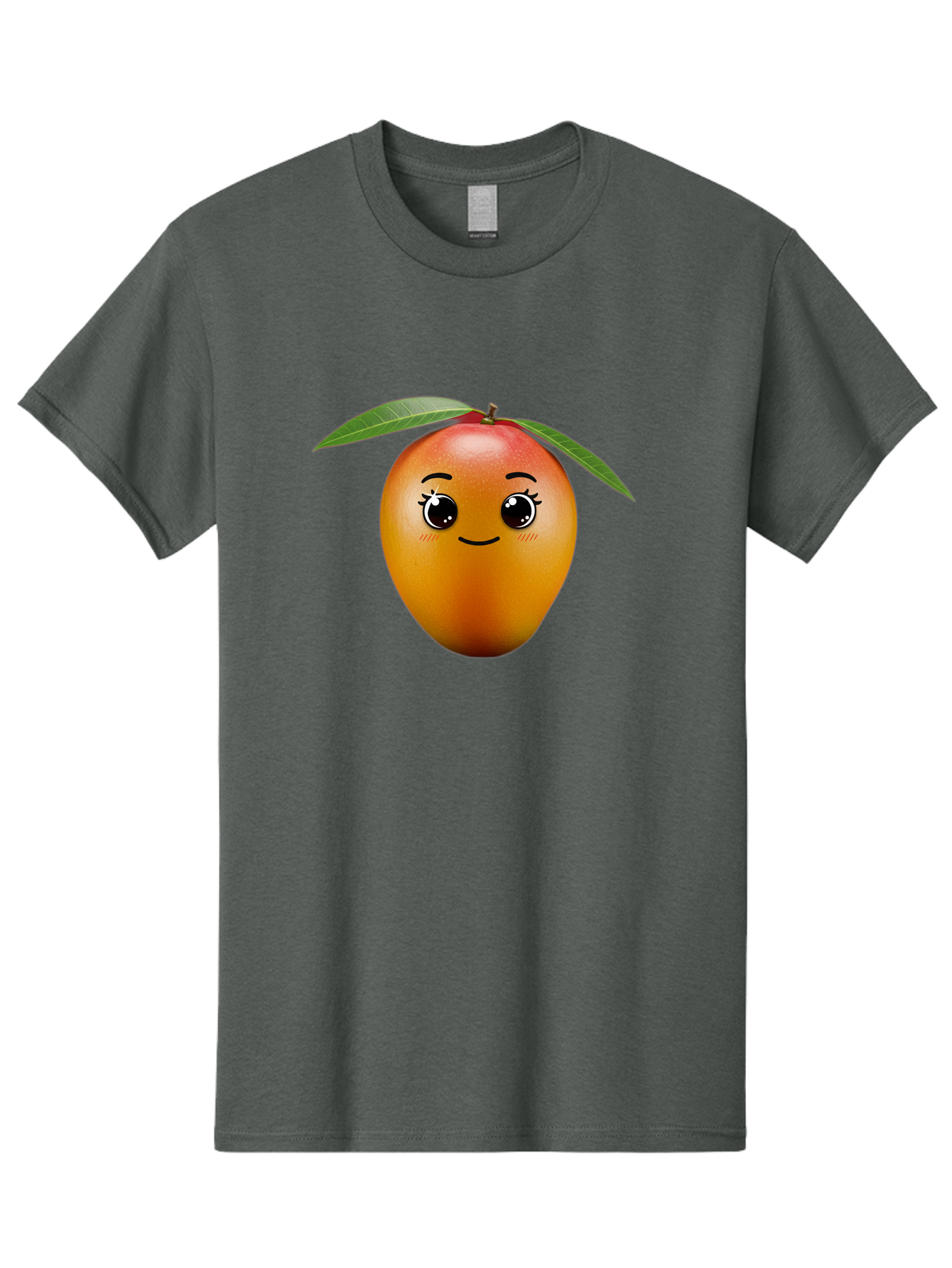 Smiling-Mango Men'S Graphic Tee, 100% Cotton, Comfortable Casual Summer Wear, Machine Washable, Cartoon Mango, Mangoes, Cheerful Fruit, Adorable Character, Smiling Face, Cute Eyes, Vibrant Orange, Whimsical Design, Fun Illustration, Bac429