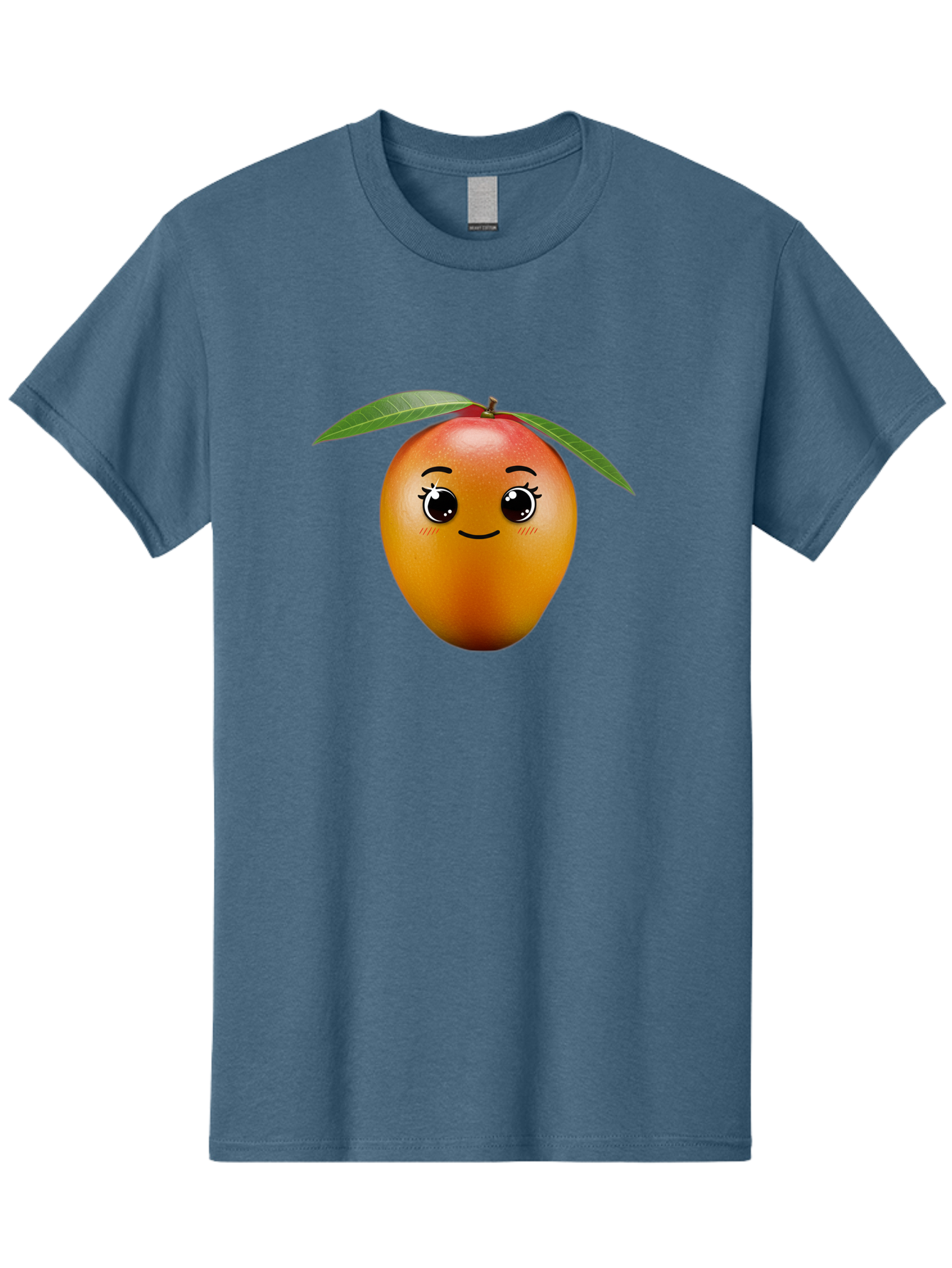 Smiling-Mango Men'S Graphic Tee, 100% Cotton, Comfortable Casual Summer Wear, Machine Washable, Cartoon Mango, Mangoes, Cheerful Fruit, Adorable Character, Smiling Face, Cute Eyes, Vibrant Orange, Whimsical Design, Fun Illustration, Bac429