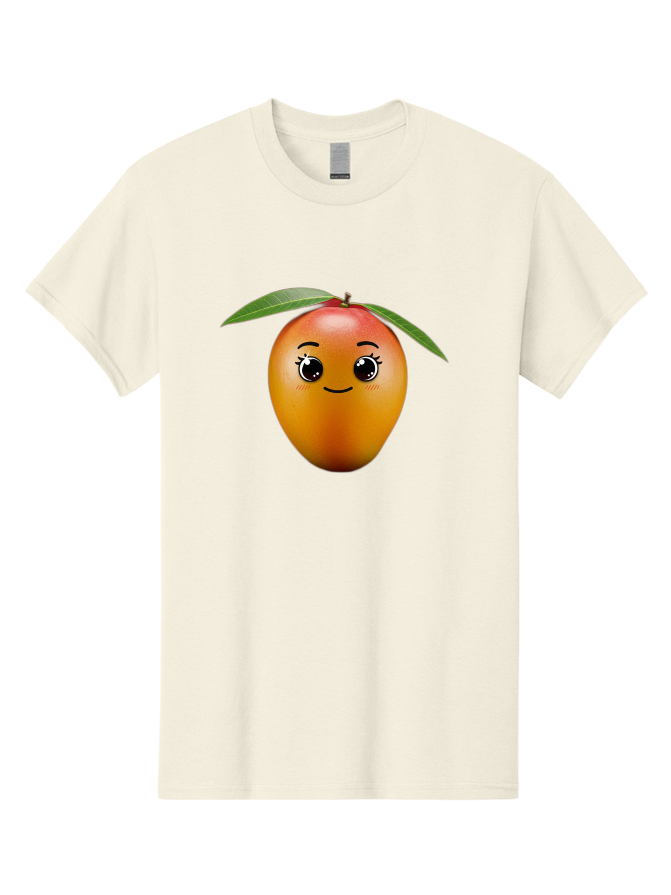 Smiling-Mango Men'S Graphic Tee, 100% Cotton, Comfortable Casual Summer Wear, Machine Washable, Cartoon Mango, Mangoes, Cheerful Fruit, Adorable Character, Smiling Face, Cute Eyes, Vibrant Orange, Whimsical Design, Fun Illustration, Bac429