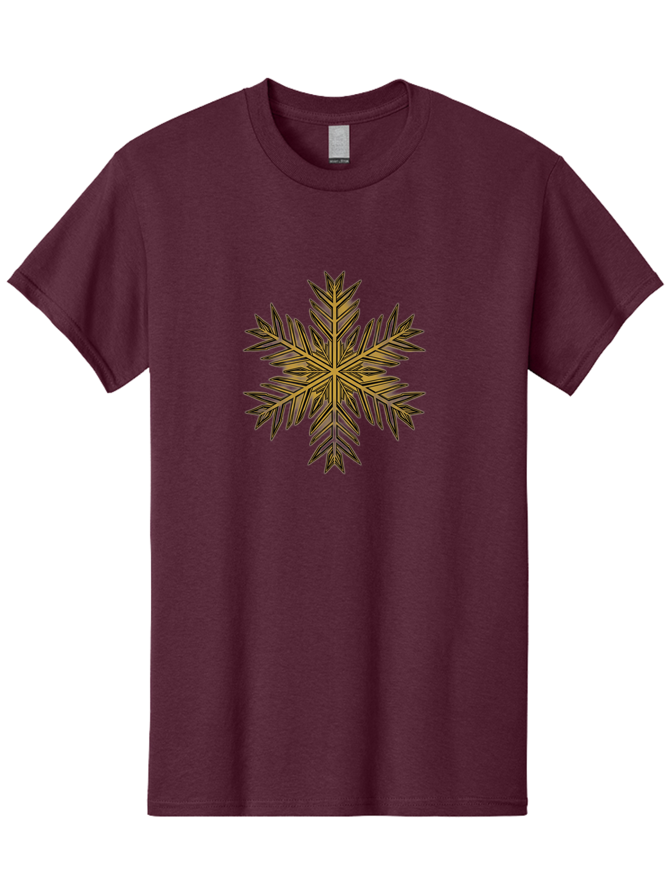 Snowflake-1 Men'S Graphic Tee, 100% Cotton, Comfortable Casual Summer Wear, Machine Washable, Snowflake, Intricate Design, Delicate Patterns, Winter Wonder, Festive Decorations, Symmetrical Shape, Golden Hues, Black Outlines, Frosty Details Bac434