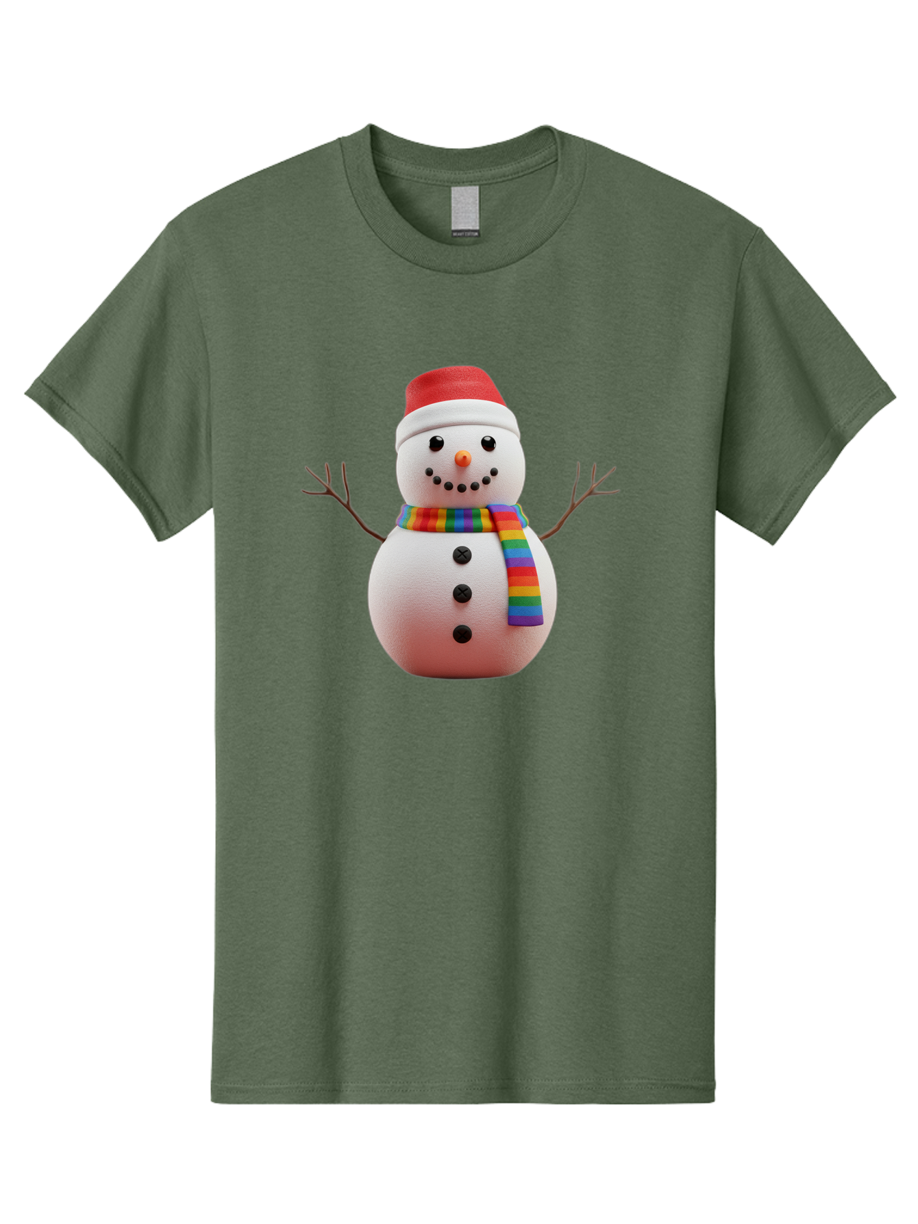 Snowman-2 Men'S Graphic Tee, 100% Cotton, Comfortable Casual Summer Wear, Machine Washable, Snowman With Rainbow Scarf, Christmas Decoration, Winter Wonderland, Festive Character, Holiday Cheer, Colorful Snowman, Winter Scene, Fun Snowman, Bac438