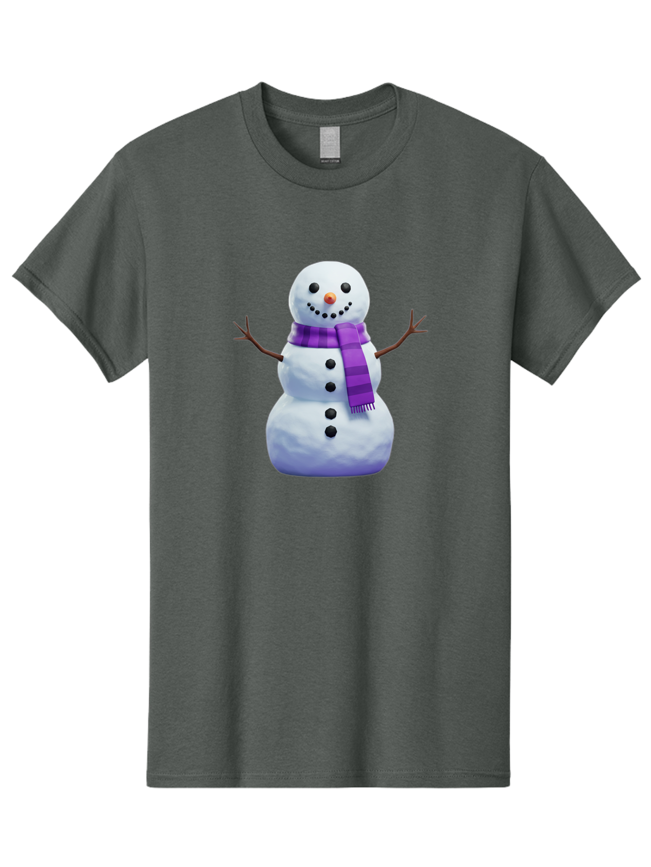 Snowman-5 Men'S Graphic Tee, 100% Cotton, Comfortable Casual Summer Wear, Machine Washable, Snowman With Purple Scarf, Winter Character, Festive Decoration, Cartoon Snowman, Holiday Theme, Snowman Illustration, Winter Wonderland, Bac441
