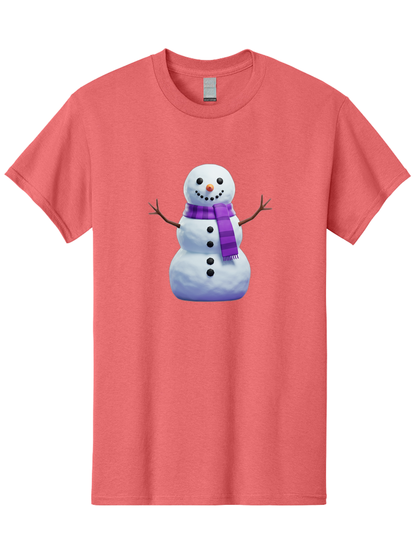 Snowman-5 Men'S Graphic Tee, 100% Cotton, Comfortable Casual Summer Wear, Machine Washable, Snowman With Purple Scarf, Winter Character, Festive Decoration, Cartoon Snowman, Holiday Theme, Snowman Illustration, Winter Wonderland, Bac441