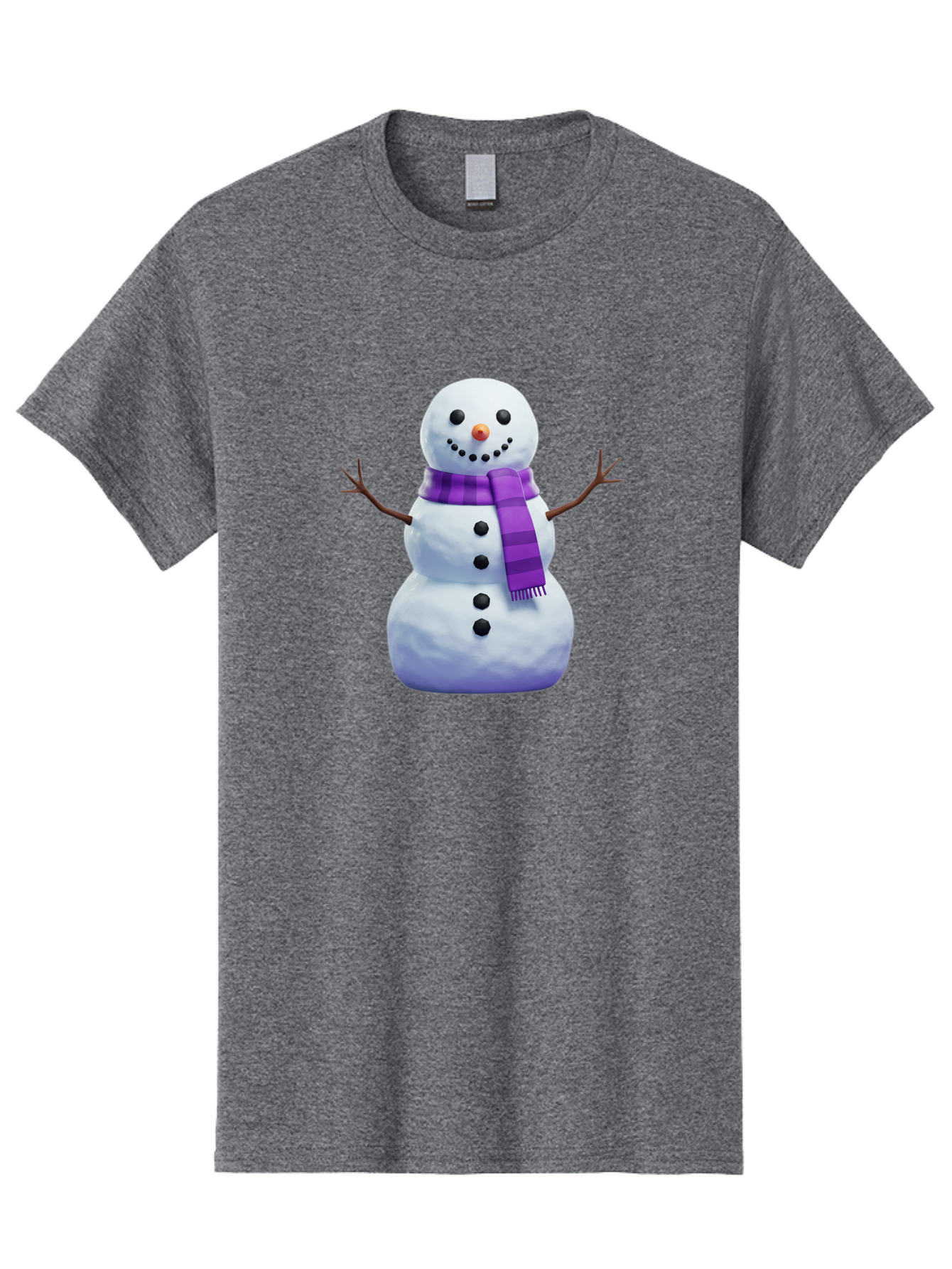 Snowman-5 Men'S Graphic Tee, 100% Cotton, Comfortable Casual Summer Wear, Machine Washable, Snowman With Purple Scarf, Winter Character, Festive Decoration, Cartoon Snowman, Holiday Theme, Snowman Illustration, Winter Wonderland, Bac441