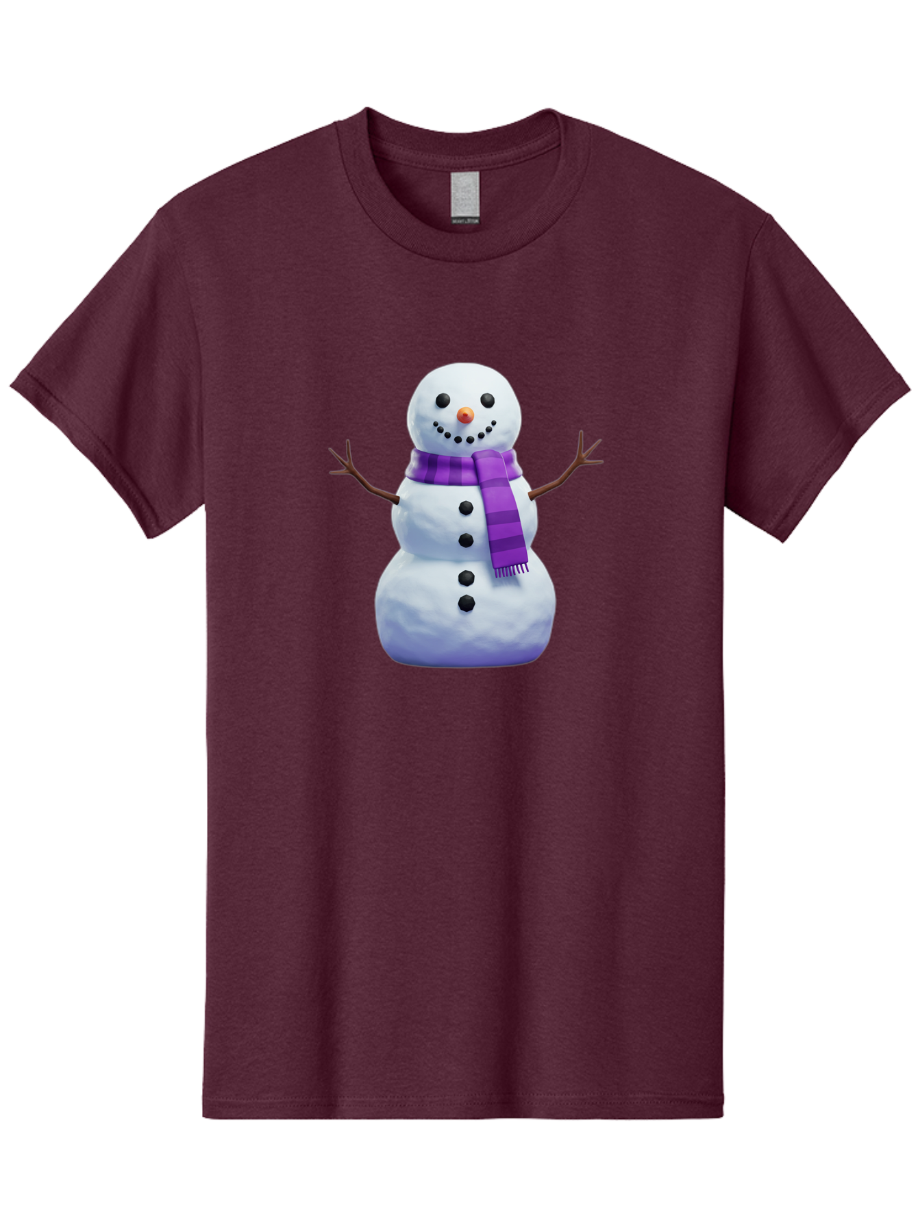 Snowman-5 Men'S Graphic Tee, 100% Cotton, Comfortable Casual Summer Wear, Machine Washable, Snowman With Purple Scarf, Winter Character, Festive Decoration, Cartoon Snowman, Holiday Theme, Snowman Illustration, Winter Wonderland, Bac441