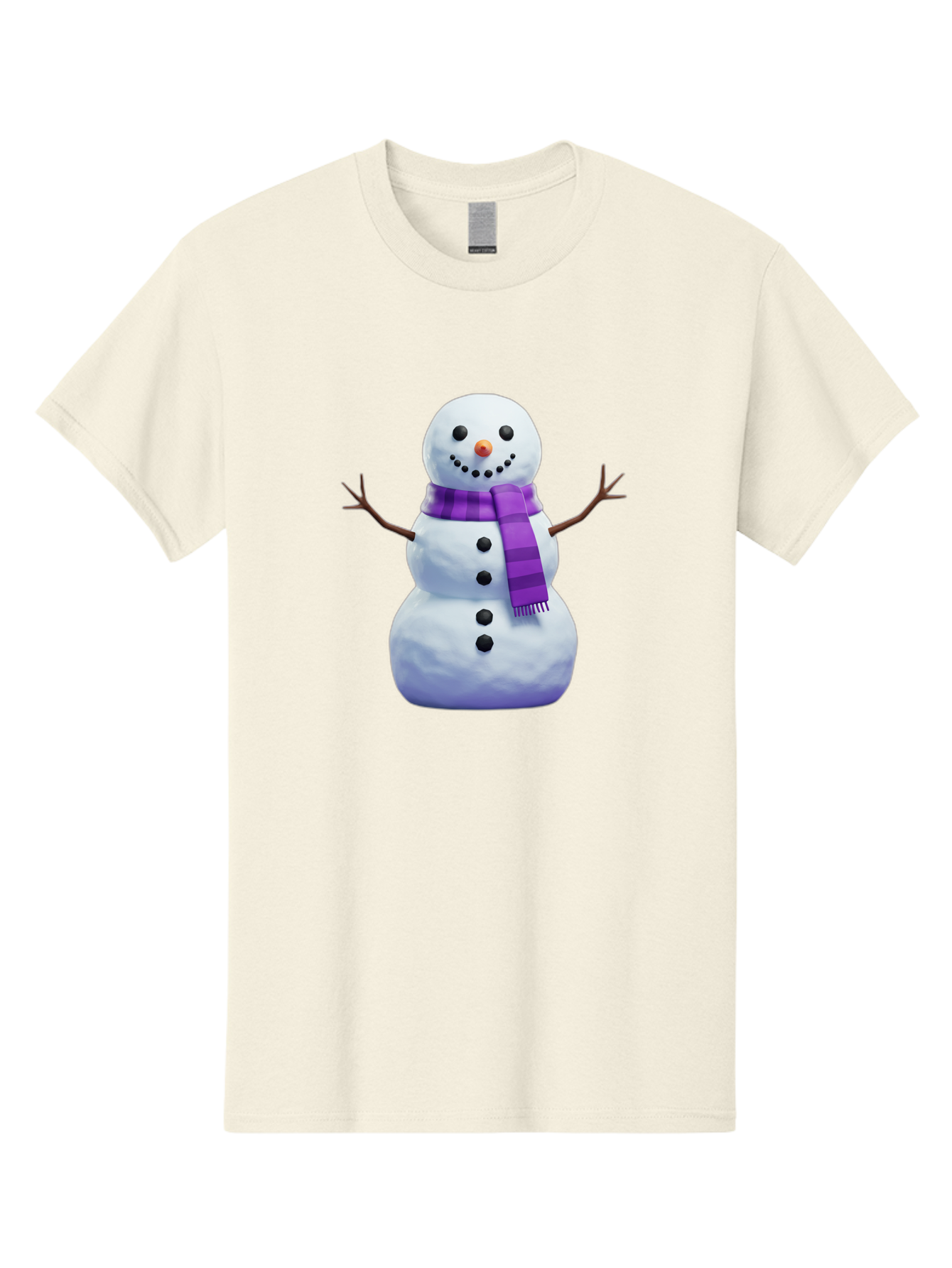 Snowman-5 Men'S Graphic Tee, 100% Cotton, Comfortable Casual Summer Wear, Machine Washable, Snowman With Purple Scarf, Winter Character, Festive Decoration, Cartoon Snowman, Holiday Theme, Snowman Illustration, Winter Wonderland, Bac441