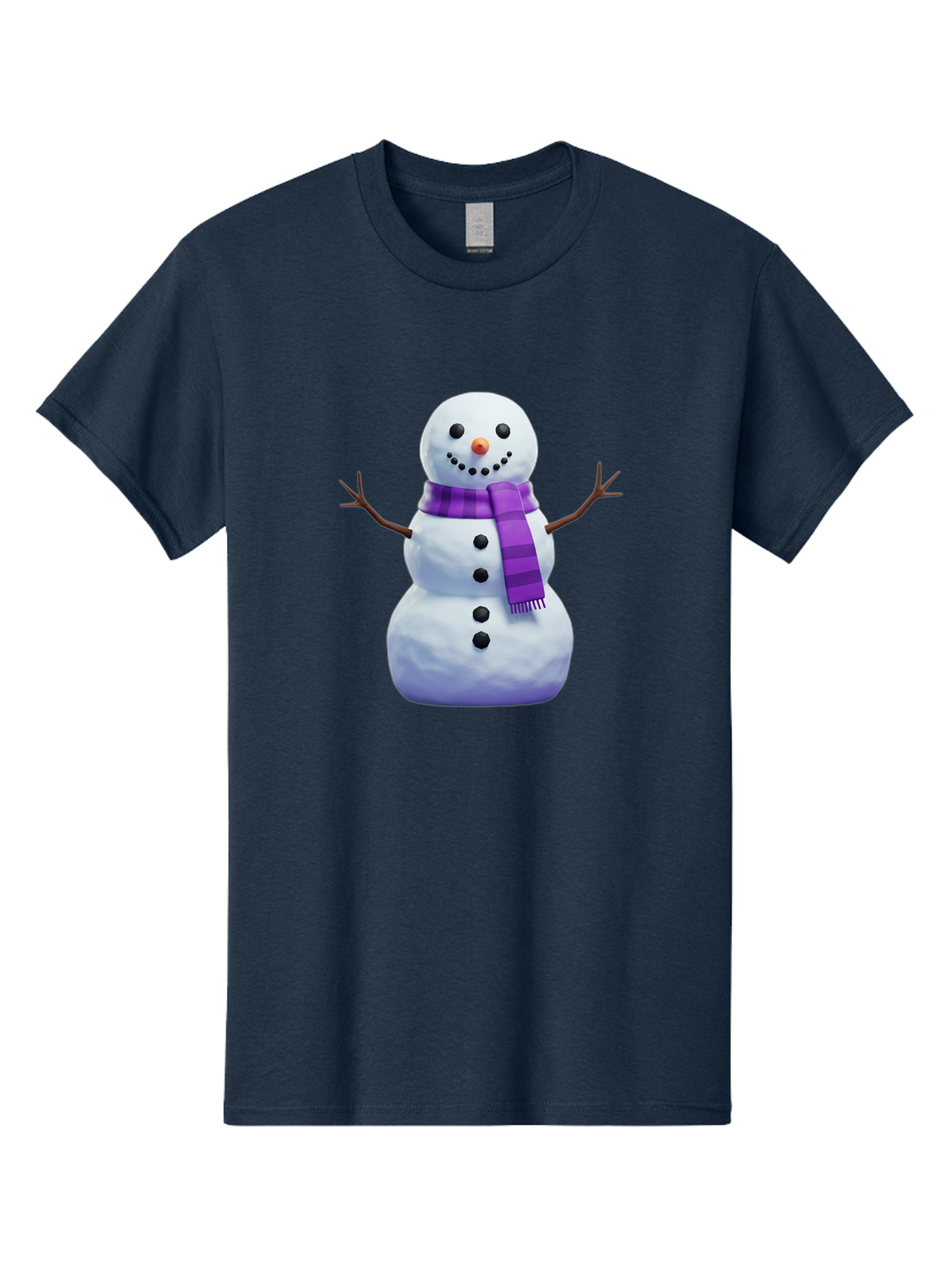 Snowman-5 Men'S Graphic Tee, 100% Cotton, Comfortable Casual Summer Wear, Machine Washable, Snowman With Purple Scarf, Winter Character, Festive Decoration, Cartoon Snowman, Holiday Theme, Snowman Illustration, Winter Wonderland, Bac441