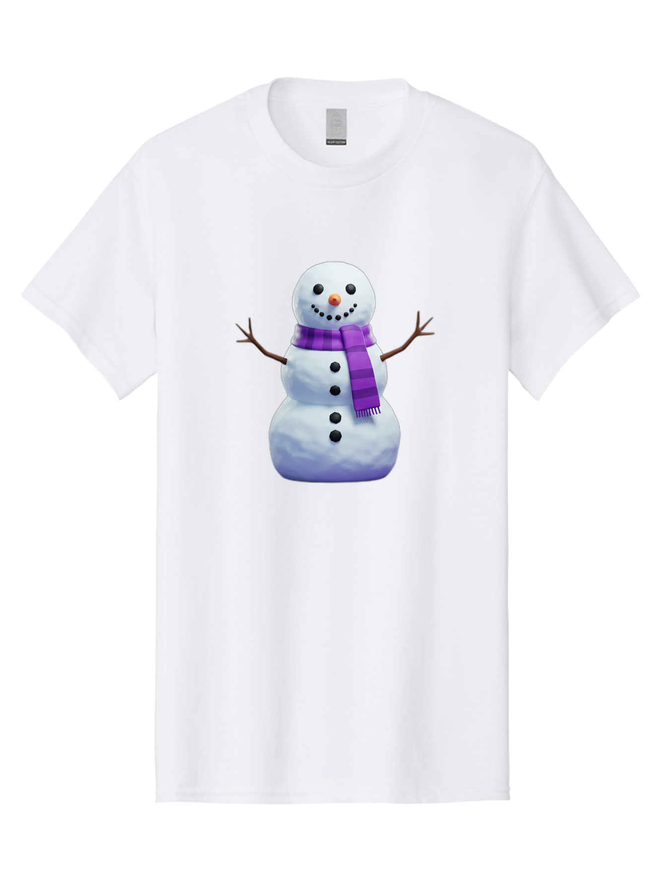 Snowman-5 Men'S Graphic Tee, 100% Cotton, Comfortable Casual Summer Wear, Machine Washable, Snowman With Purple Scarf, Winter Character, Festive Decoration, Cartoon Snowman, Holiday Theme, Snowman Illustration, Winter Wonderland, Bac441