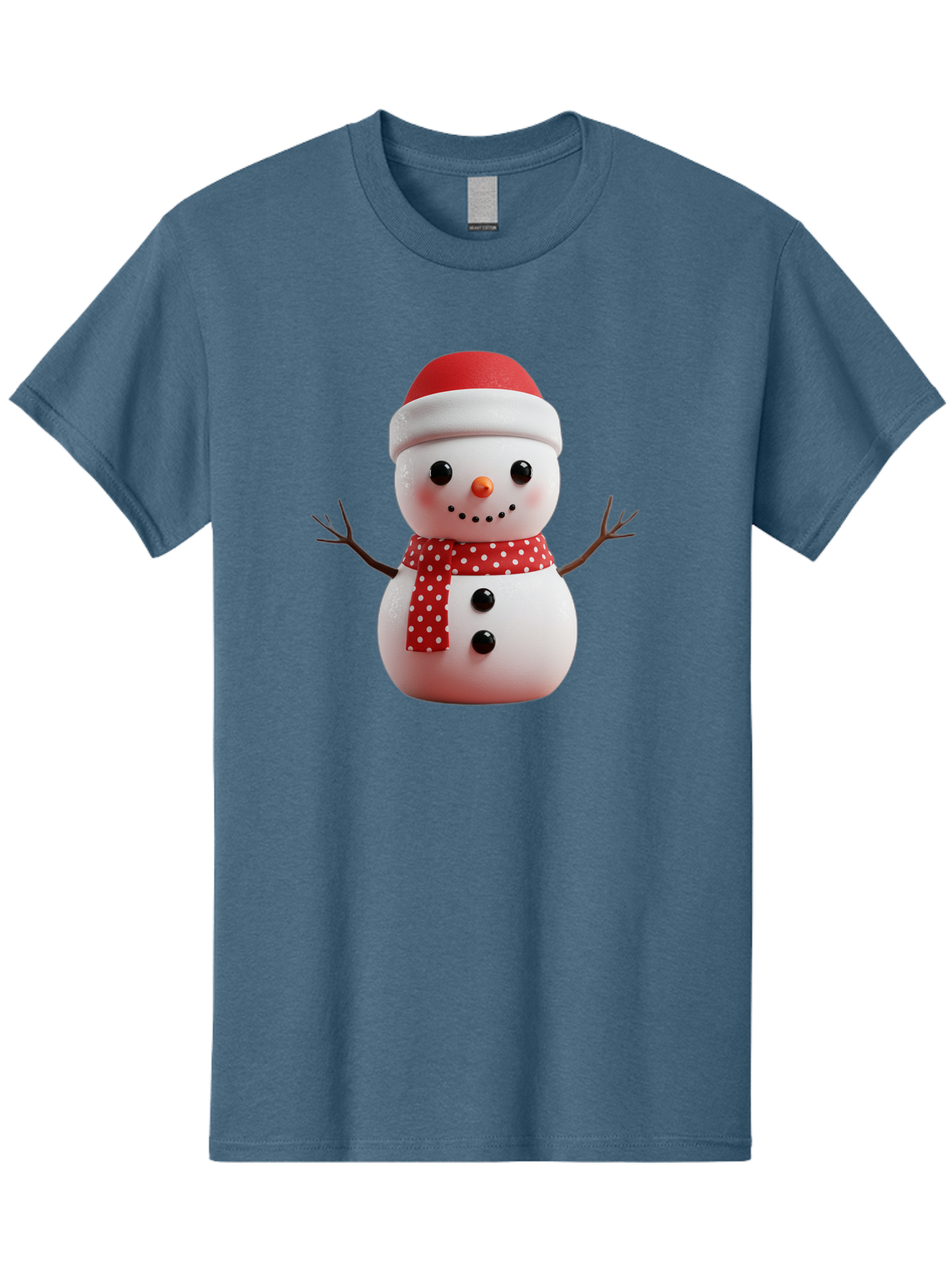 Snowman Men'S Graphic Tee, 100% Cotton, Comfortable Casual Summer Wear, Machine Washable, Snowman Figurine, Winter Decoration, Festive Snowman, Holiday Character, Red Scarf, White Polka Dots, Christmas Ornament, Snowman Charm, Bac445