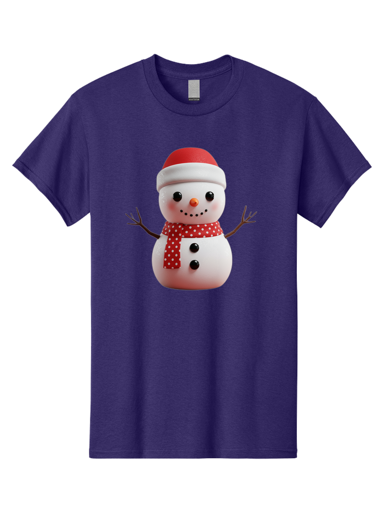 Snowman Men'S Graphic Tee, 100% Cotton, Comfortable Casual Summer Wear, Machine Washable, Snowman Figurine, Winter Decoration, Festive Snowman, Holiday Character, Red Scarf, White Polka Dots, Christmas Ornament, Snowman Charm, Bac445