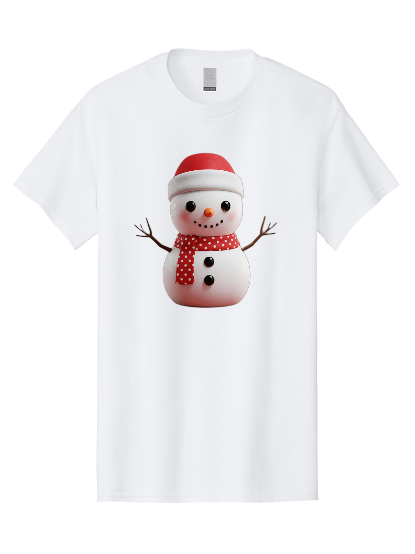Snowman Men'S Graphic Tee, 100% Cotton, Comfortable Casual Summer Wear, Machine Washable, Snowman Figurine, Winter Decoration, Festive Snowman, Holiday Character, Red Scarf, White Polka Dots, Christmas Ornament, Snowman Charm, Bac445
