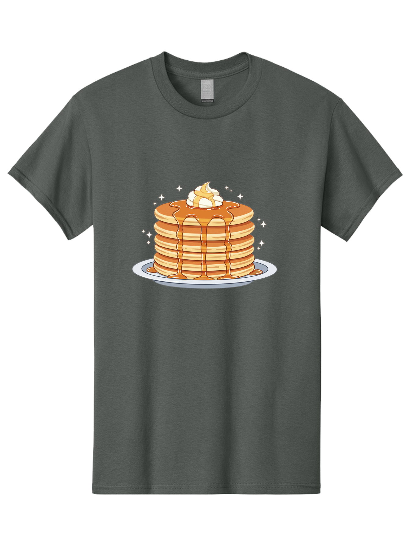 Stack-Of-Pancakes Men'S Graphic Tee, 100% Cotton, Comfortable Casual Summer Wear, Machine Washable, Stacked Pancakes, Whipped Cream Topping, Maple Syrup Dripping, Sweet Breakfast, Fluffy Pancakes, Breakfast Treat, Morning Meal, Bac446