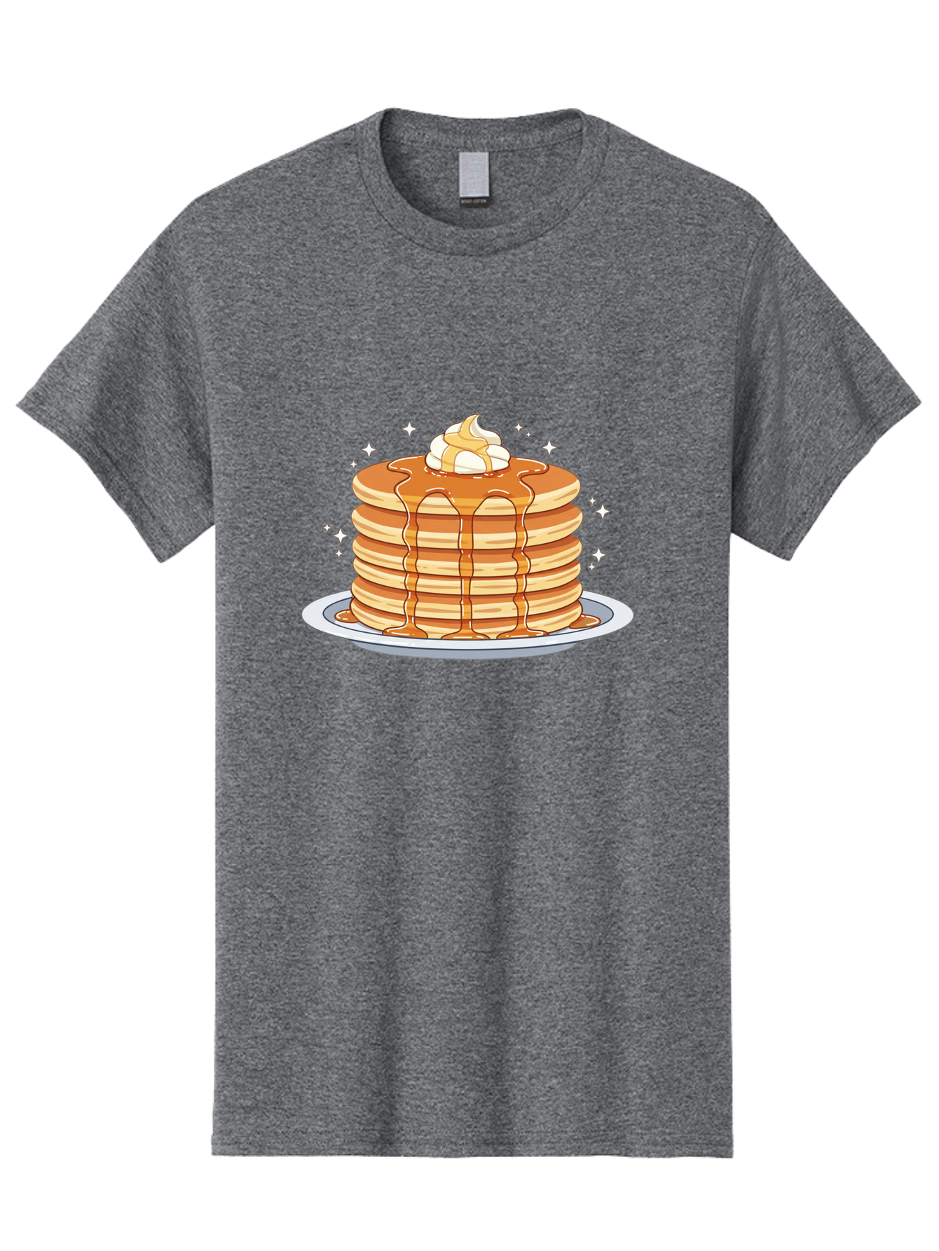 Stack-Of-Pancakes Men'S Graphic Tee, 100% Cotton, Comfortable Casual Summer Wear, Machine Washable, Stacked Pancakes, Whipped Cream Topping, Maple Syrup Dripping, Sweet Breakfast, Fluffy Pancakes, Breakfast Treat, Morning Meal, Bac446
