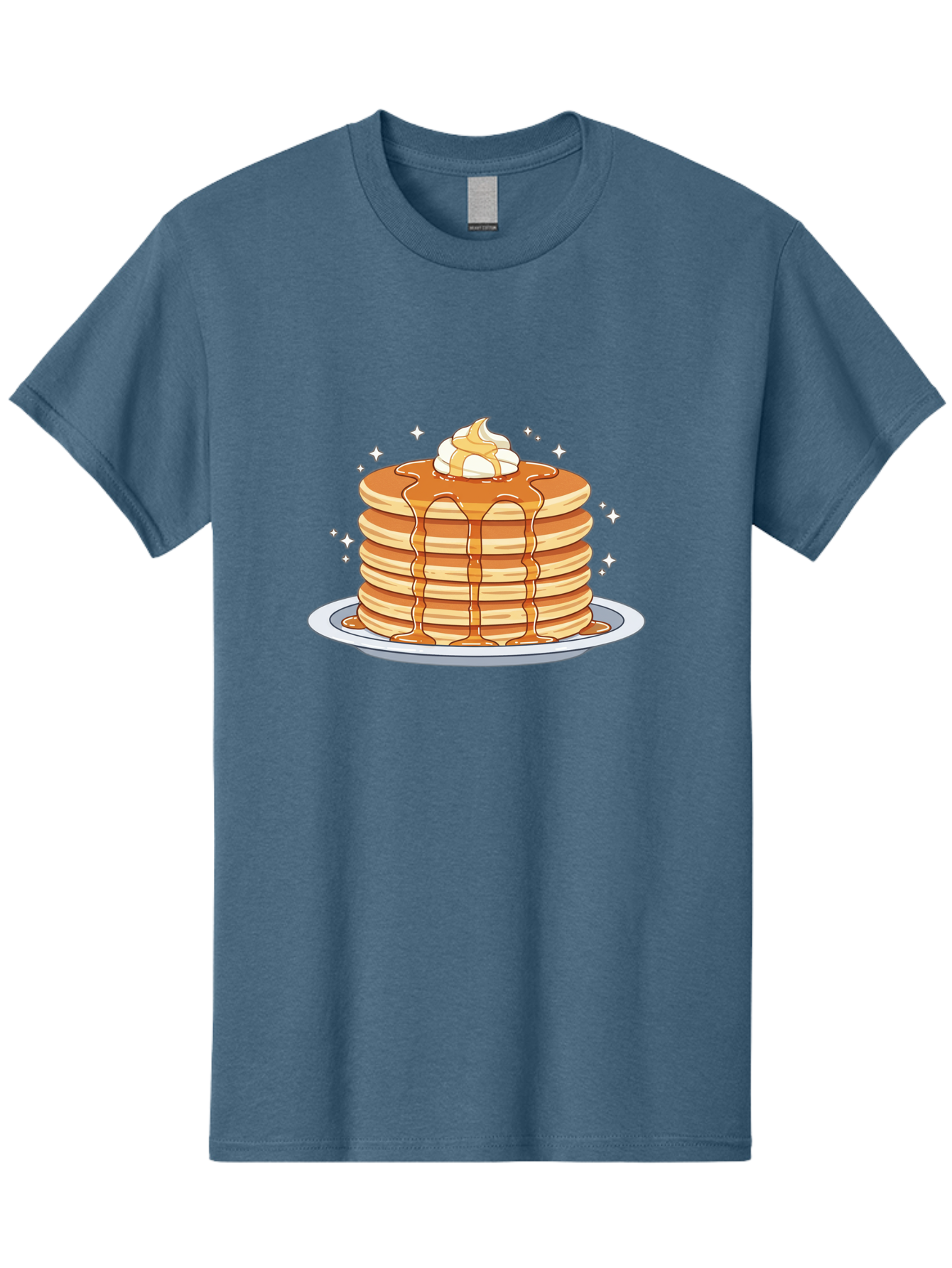 Stack-Of-Pancakes Men'S Graphic Tee, 100% Cotton, Comfortable Casual Summer Wear, Machine Washable, Stacked Pancakes, Whipped Cream Topping, Maple Syrup Dripping, Sweet Breakfast, Fluffy Pancakes, Breakfast Treat, Morning Meal, Bac446