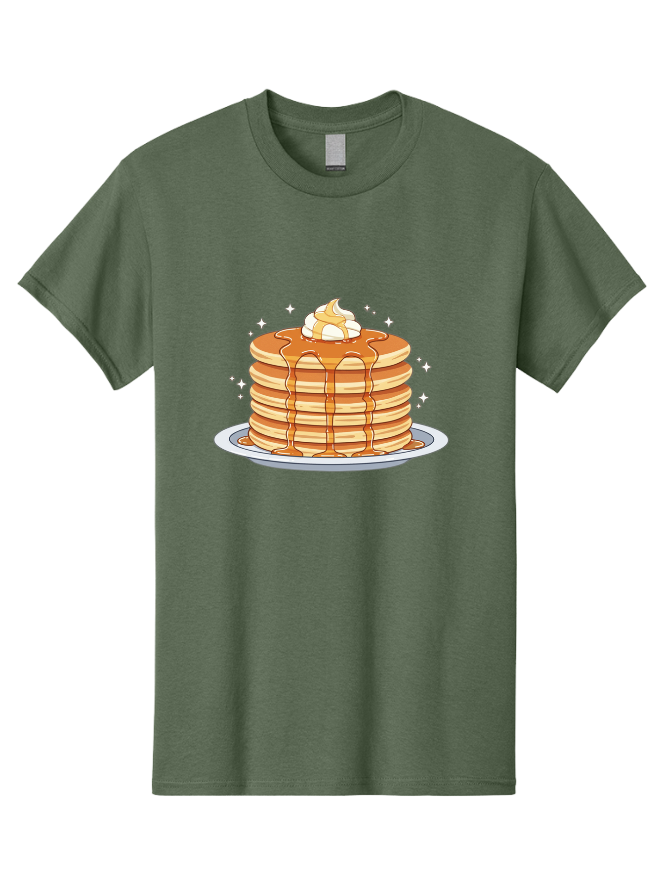 Stack-Of-Pancakes Men'S Graphic Tee, 100% Cotton, Comfortable Casual Summer Wear, Machine Washable, Stacked Pancakes, Whipped Cream Topping, Maple Syrup Dripping, Sweet Breakfast, Fluffy Pancakes, Breakfast Treat, Morning Meal, Bac446