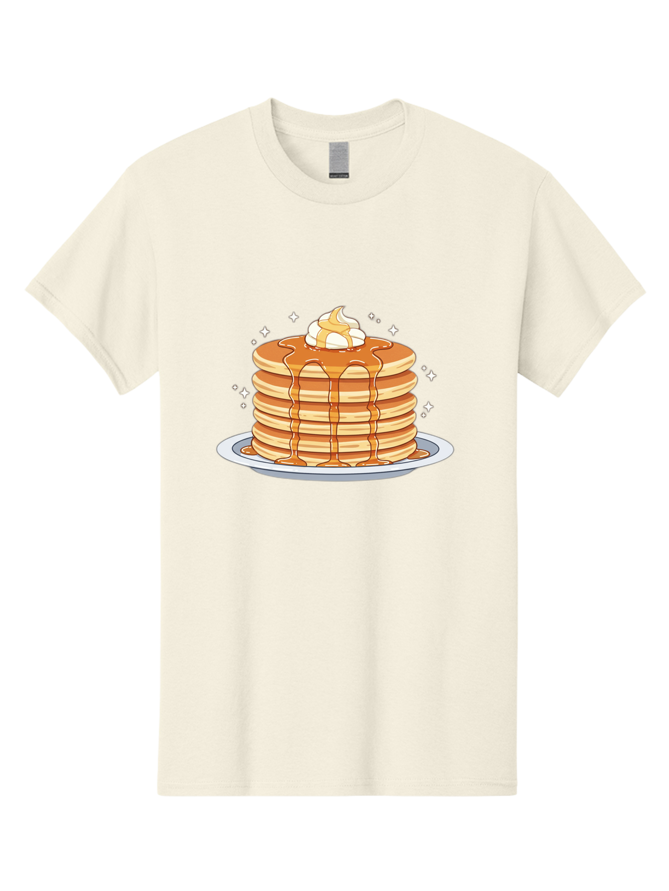 Stack-Of-Pancakes Men'S Graphic Tee, 100% Cotton, Comfortable Casual Summer Wear, Machine Washable, Stacked Pancakes, Whipped Cream Topping, Maple Syrup Dripping, Sweet Breakfast, Fluffy Pancakes, Breakfast Treat, Morning Meal, Bac446