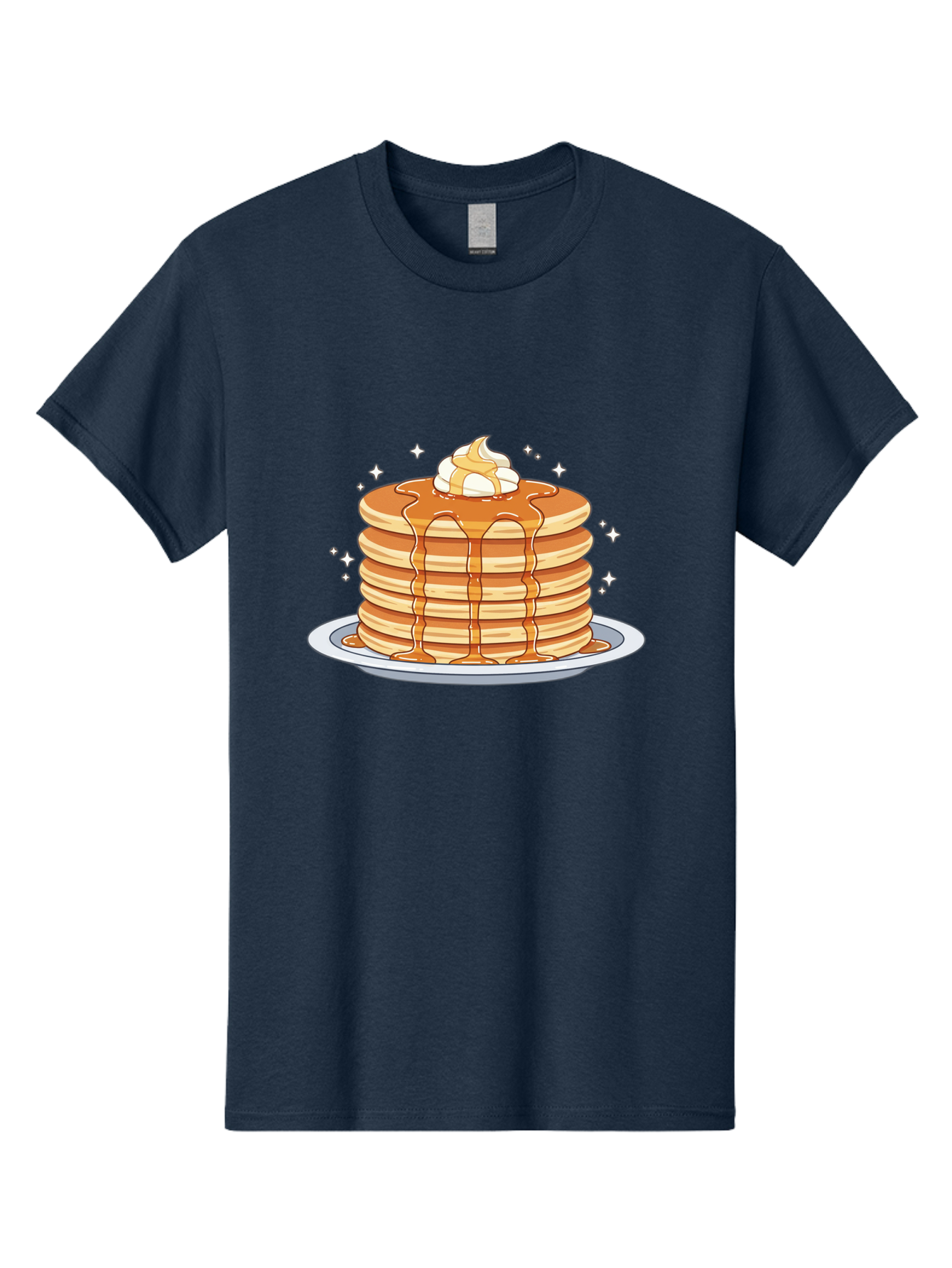 Stack-Of-Pancakes Men'S Graphic Tee, 100% Cotton, Comfortable Casual Summer Wear, Machine Washable, Stacked Pancakes, Whipped Cream Topping, Maple Syrup Dripping, Sweet Breakfast, Fluffy Pancakes, Breakfast Treat, Morning Meal, Bac446