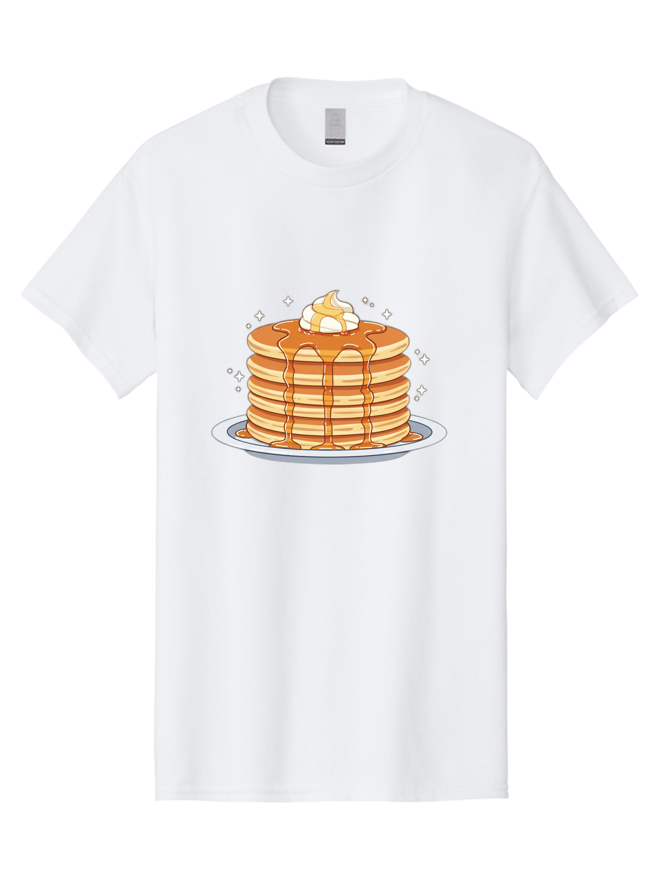 Stack-Of-Pancakes Men'S Graphic Tee, 100% Cotton, Comfortable Casual Summer Wear, Machine Washable, Stacked Pancakes, Whipped Cream Topping, Maple Syrup Dripping, Sweet Breakfast, Fluffy Pancakes, Breakfast Treat, Morning Meal, Bac446